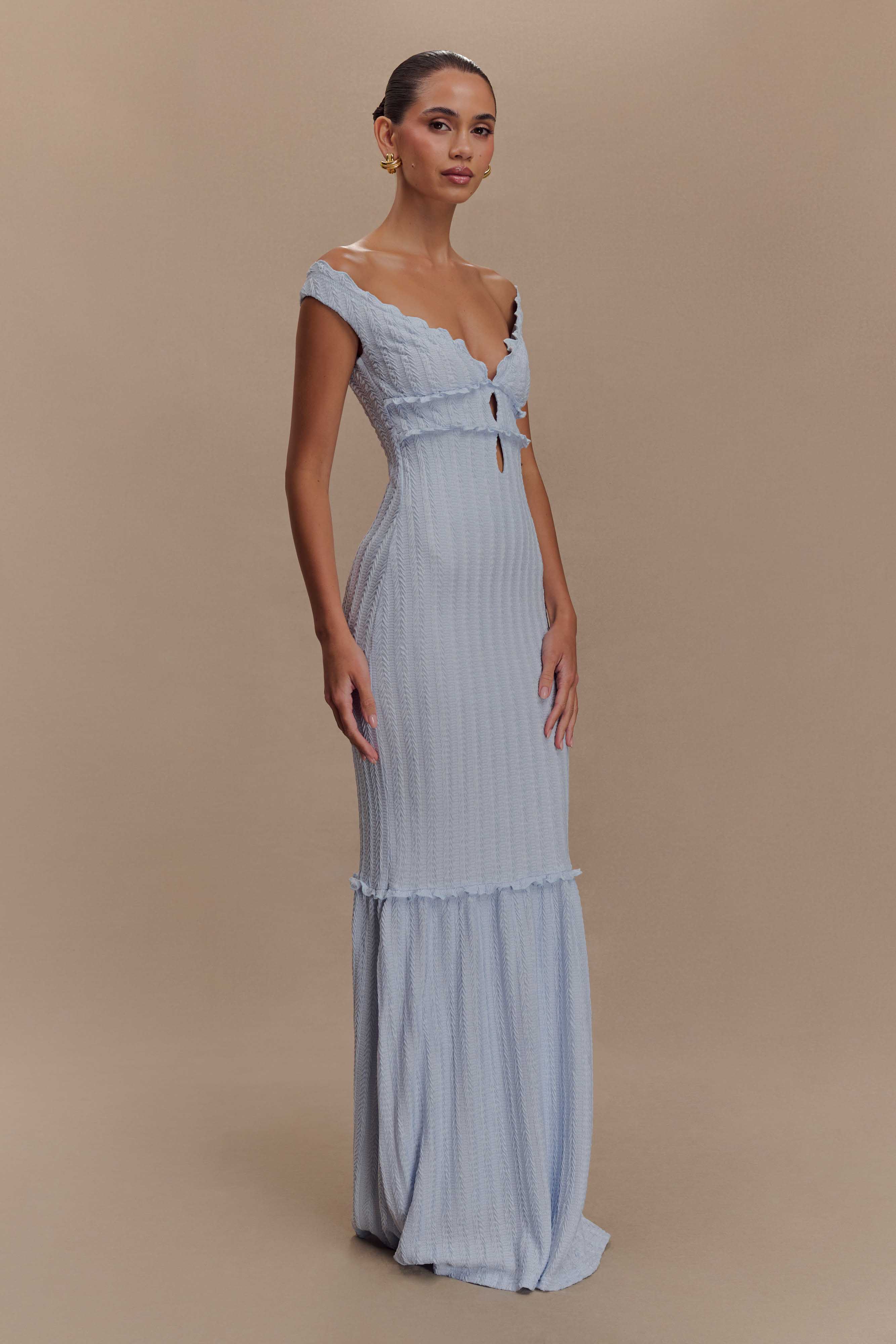 Natalie Off Shoulder Maxi Dress - Sky Blue