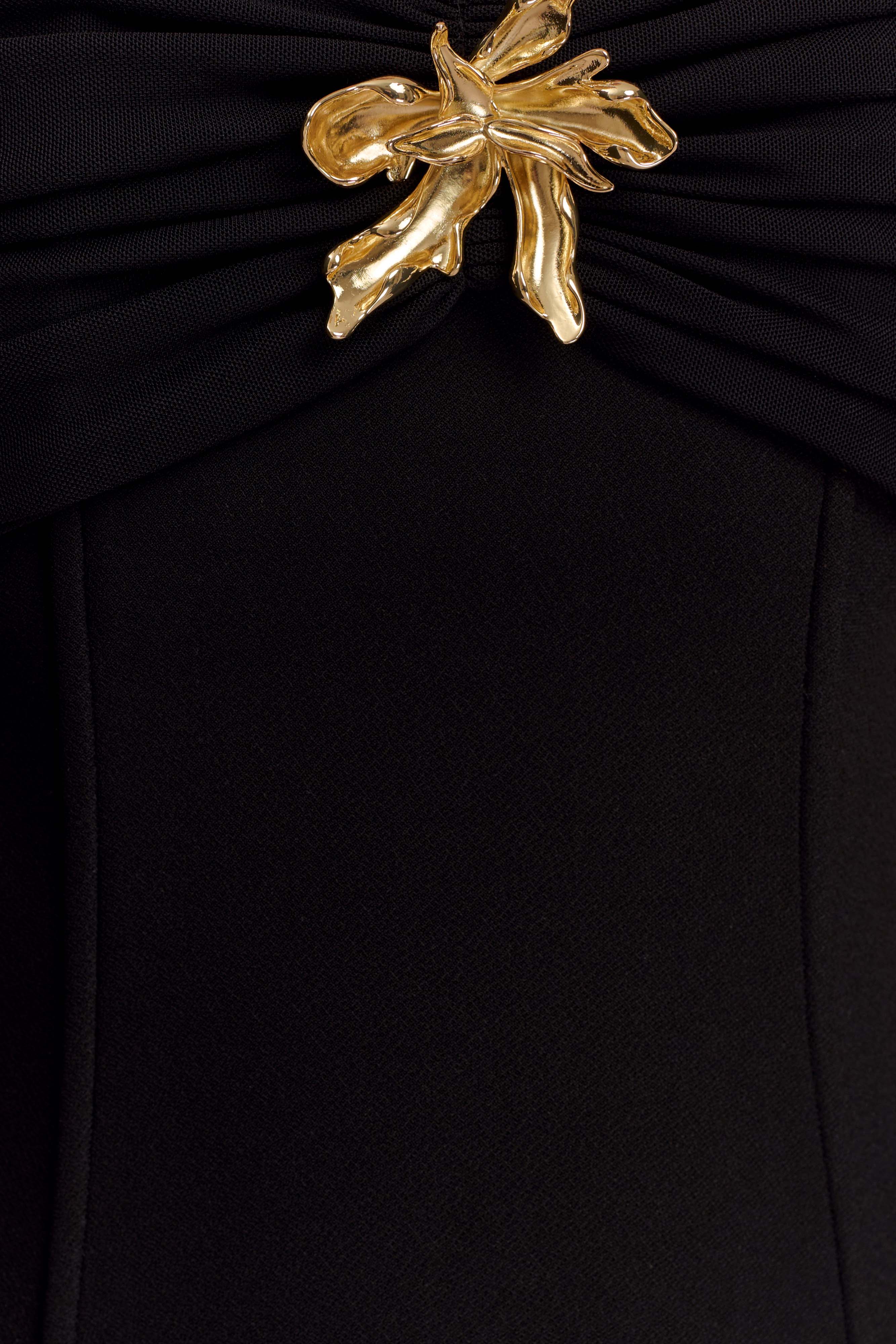 Kellie Off Shoulder Crepe Maxi Dress - Black