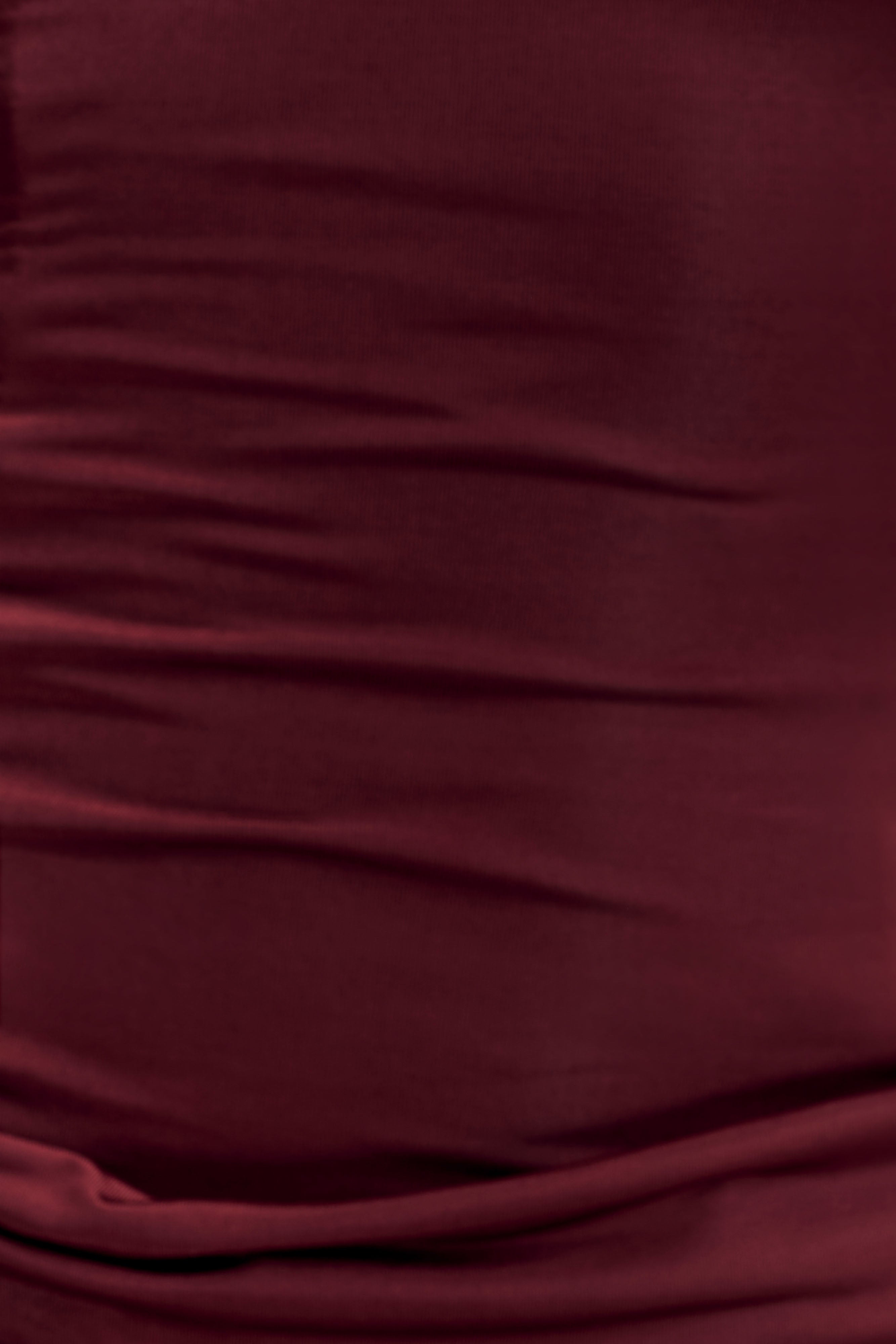 Mattea Slinky And Mesh Maxi Dress With Scarf - Burgundy