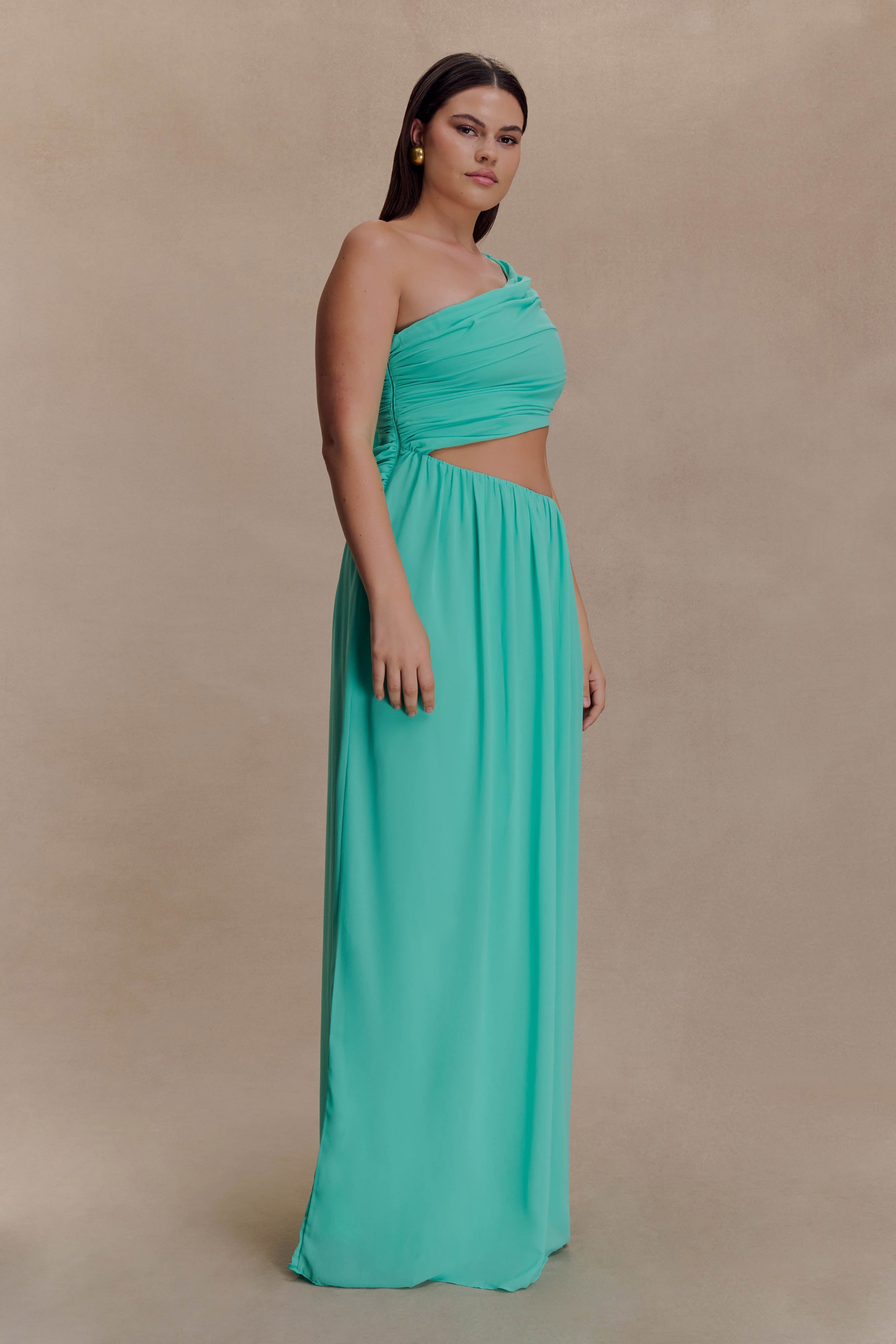 Aria Chiffon Cut Out Maxi Dress - Lagoon