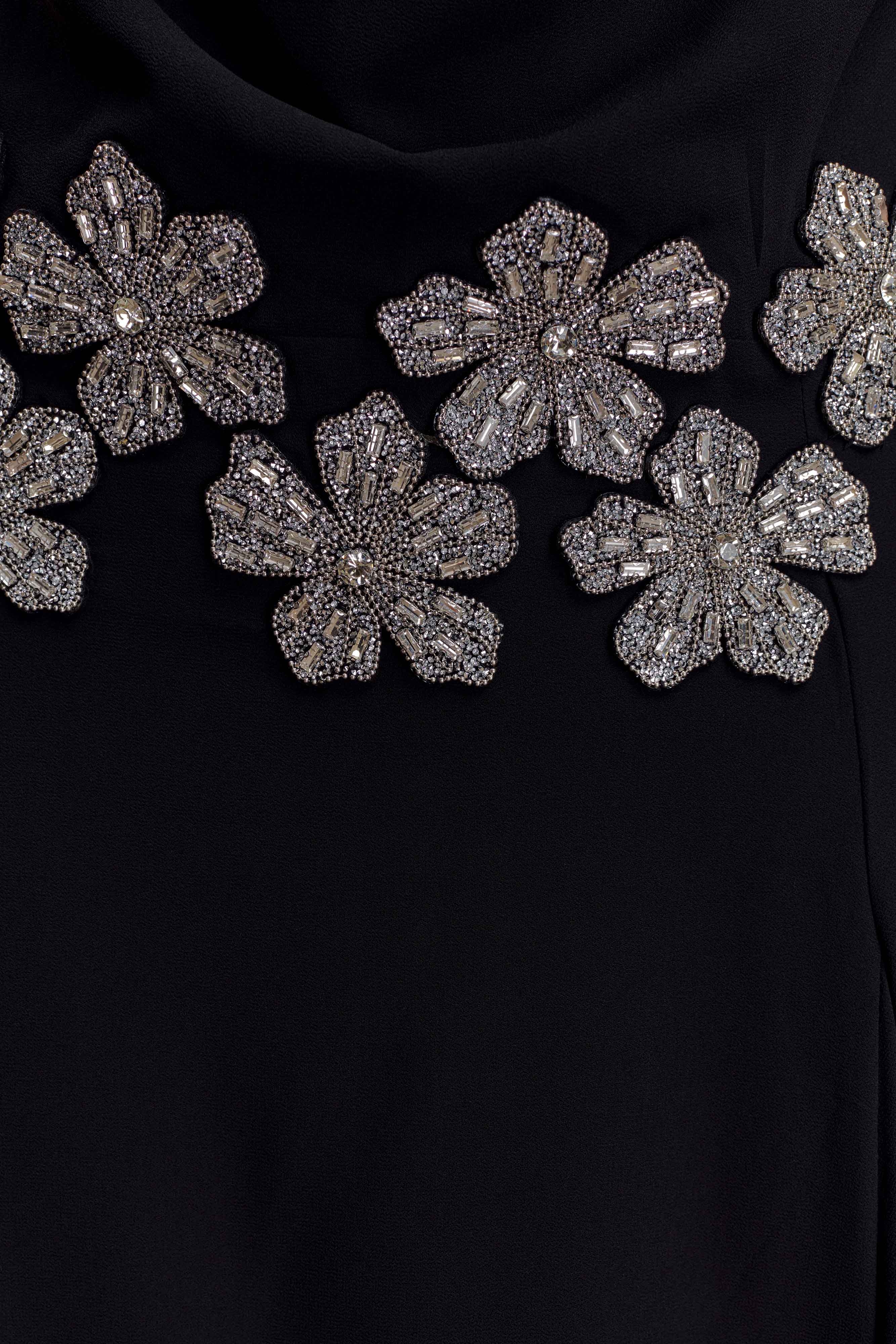 Santal Floral Chiffon Halter Maxi Dress - Black