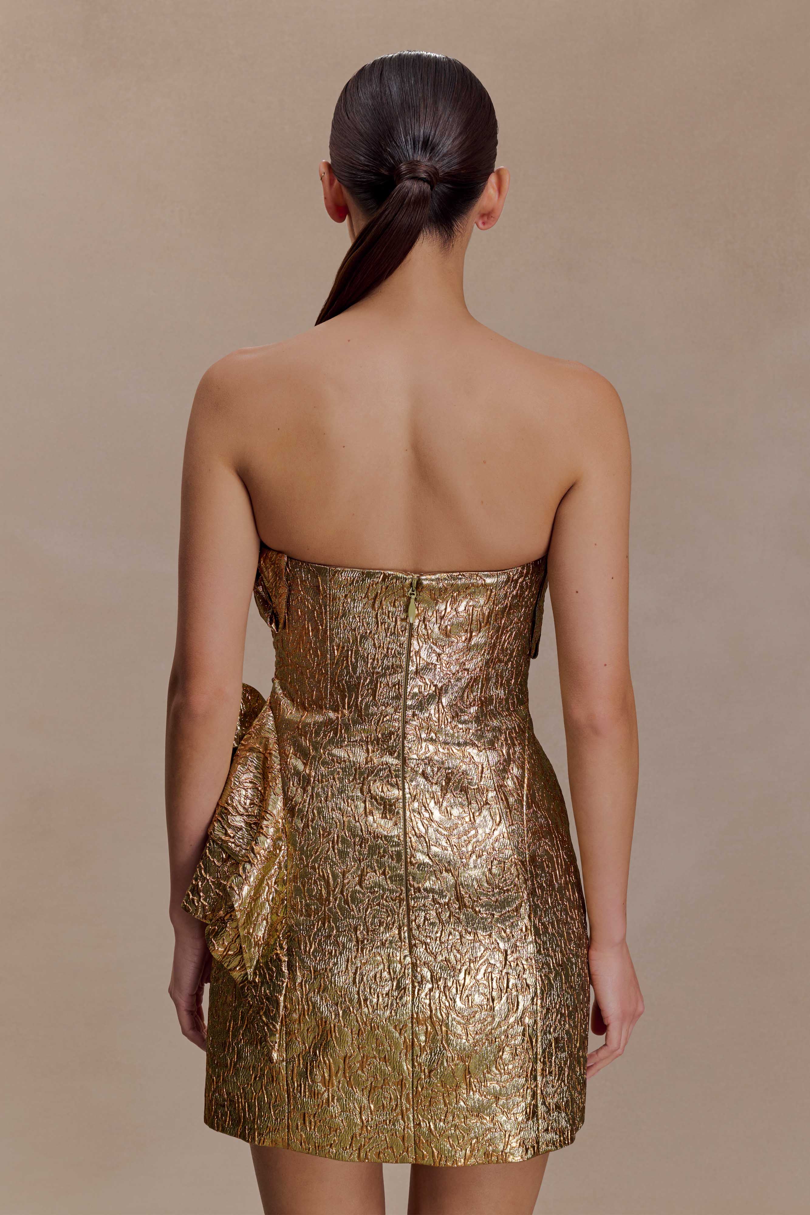 Sadie Structured Mini Dress - Gold