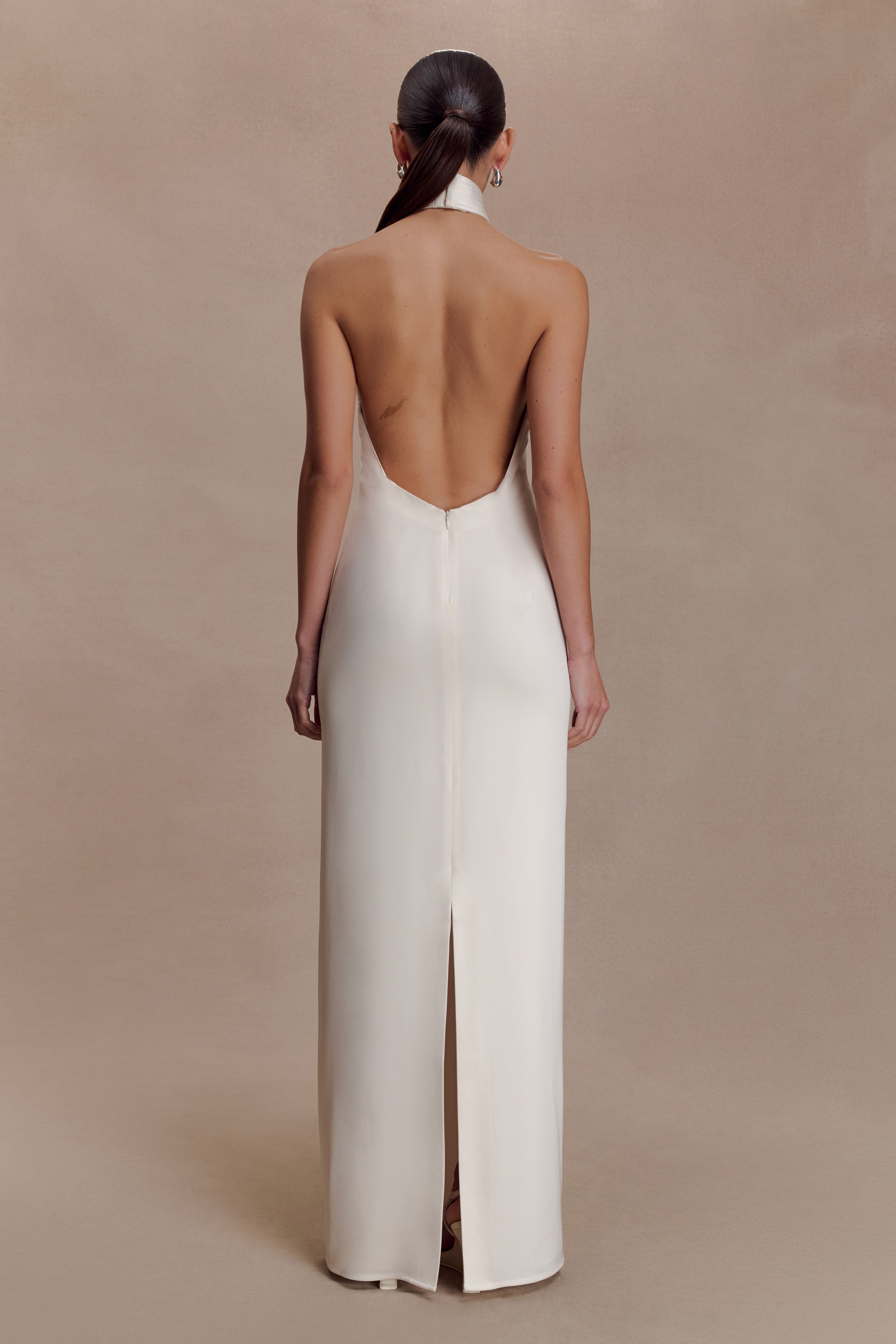 Freja Halter Maxi Dress With Hardware - Blush Ivory