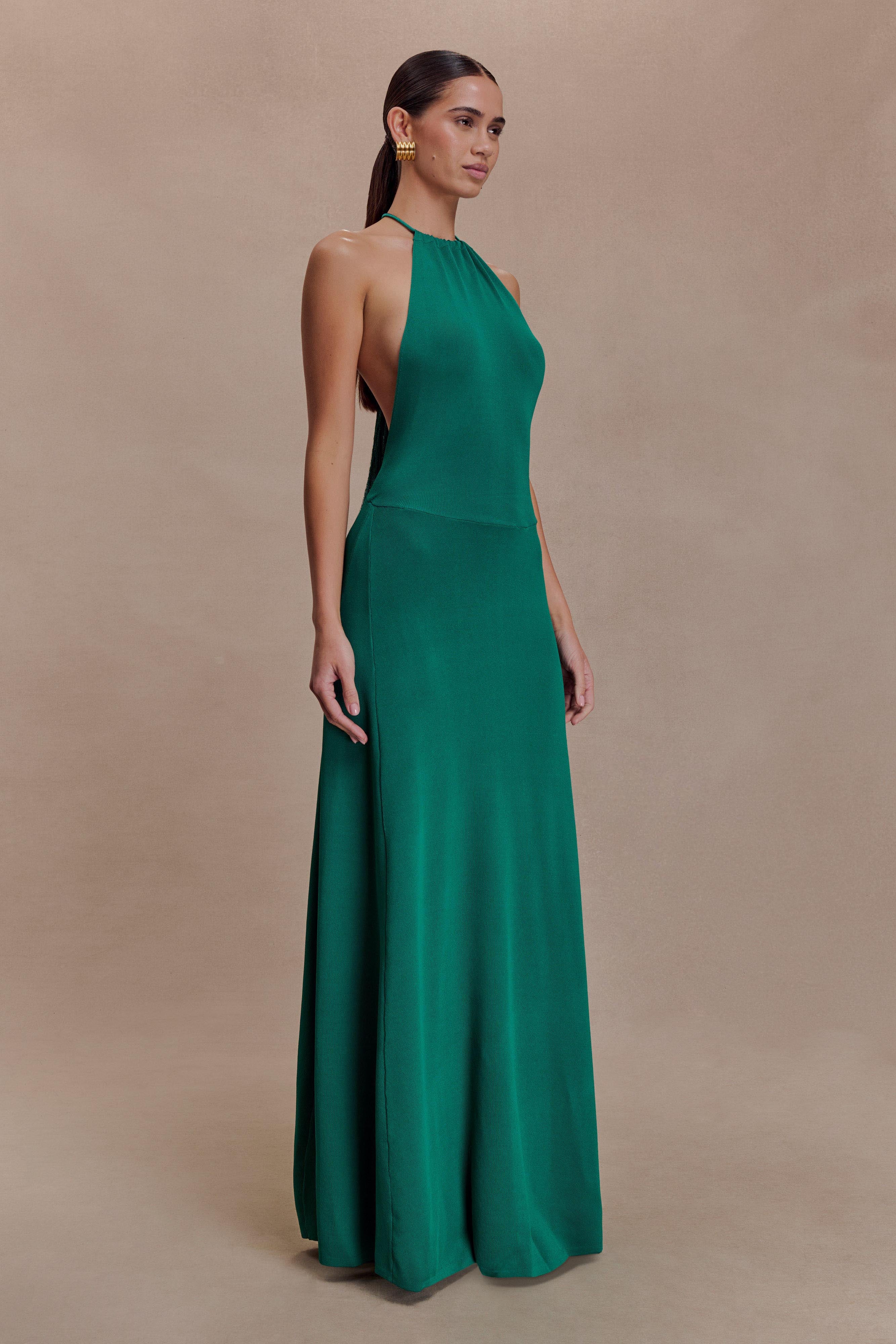 Meg Halter Tassel Maxi Dress - Emerald