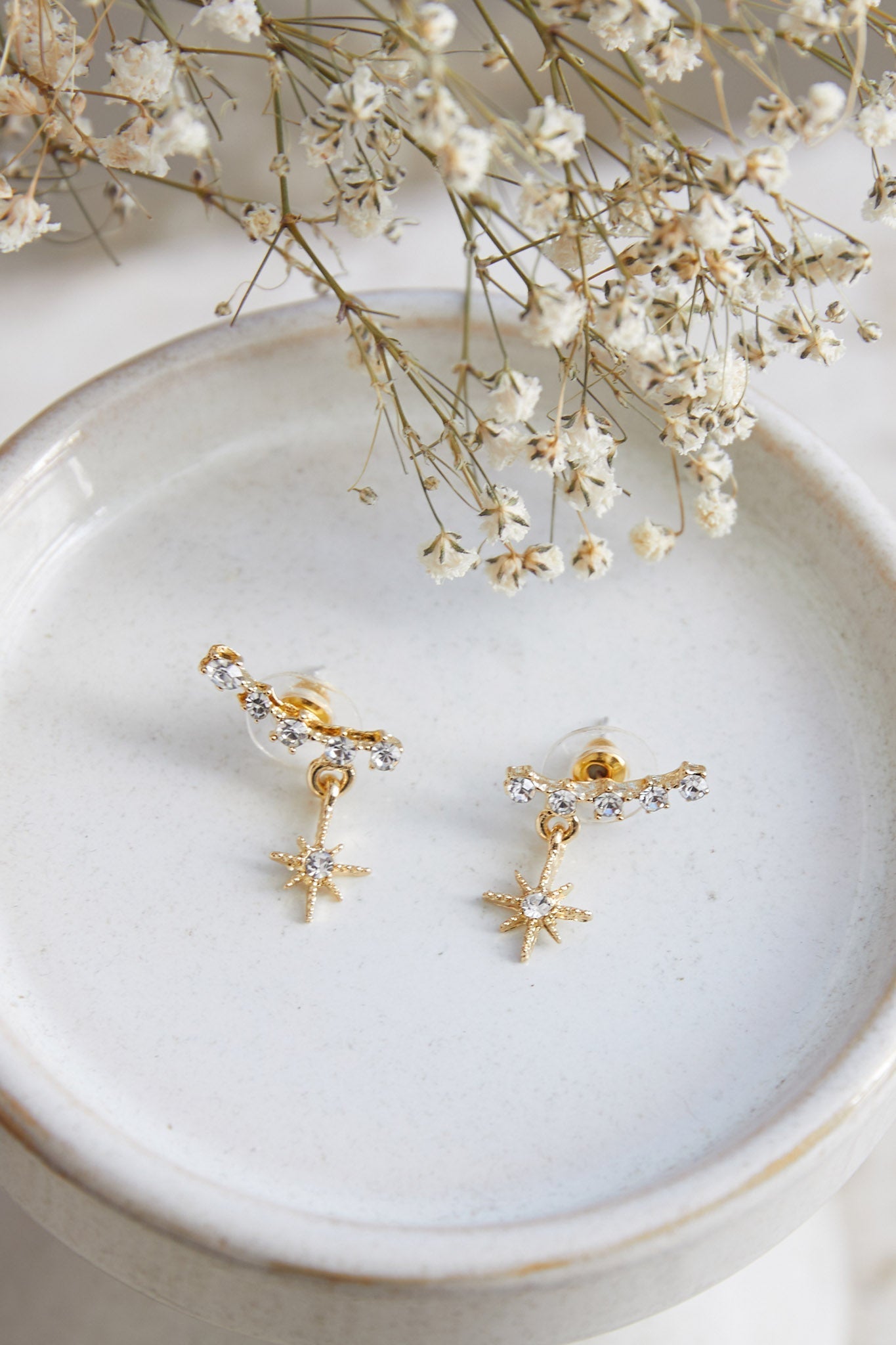 Gold Star Crystal Virgin Earrings