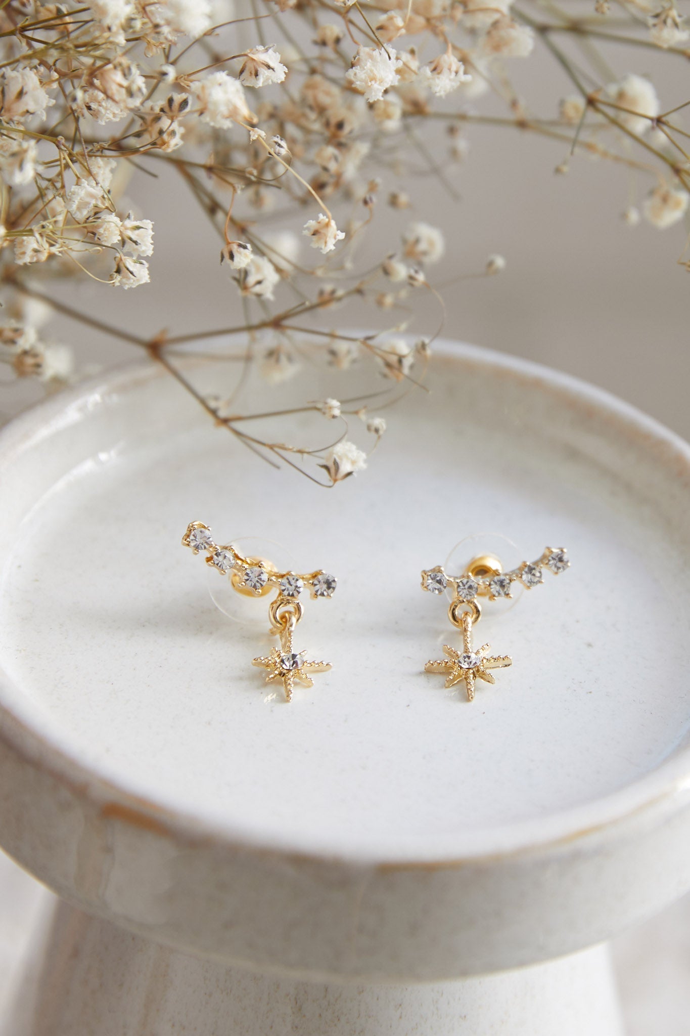Gold Star Crystal Virgin Earrings