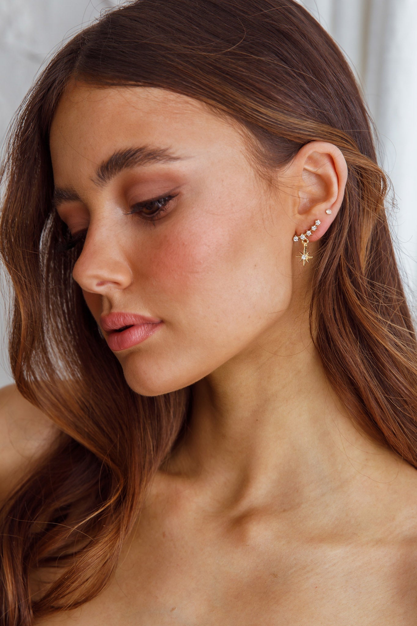 Gold Star Crystal Virgin Earrings