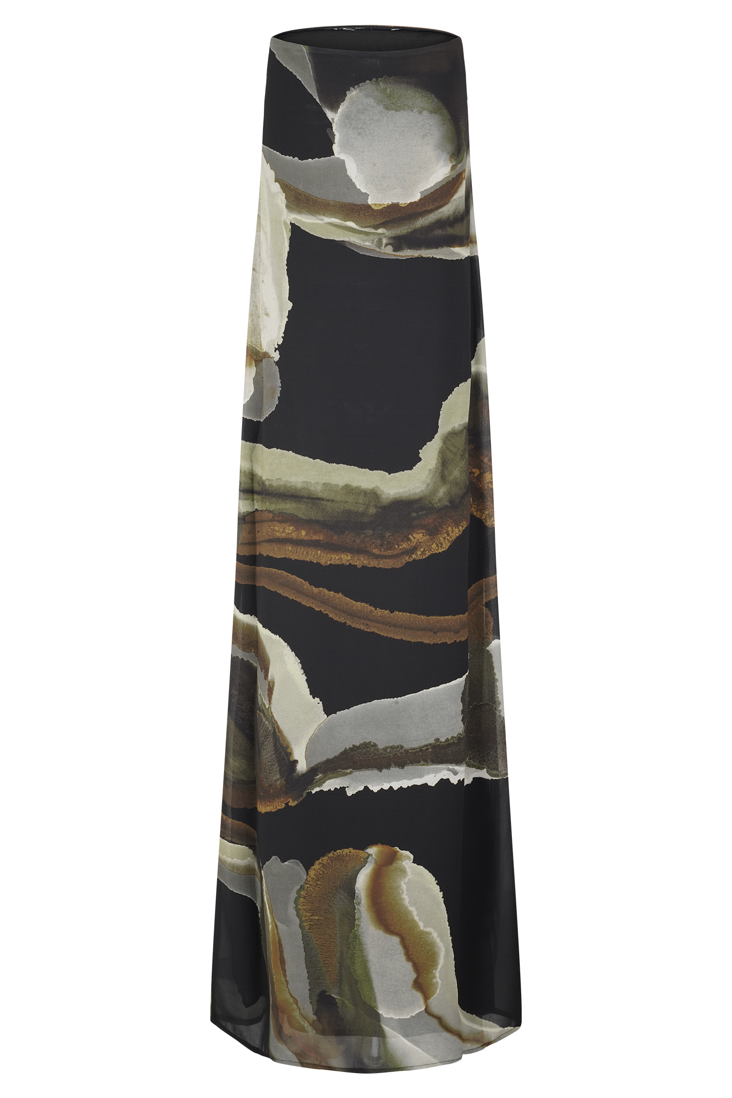 Amaya Strapless Chiffon Maxi Dress - Green Fluid Reverie Print