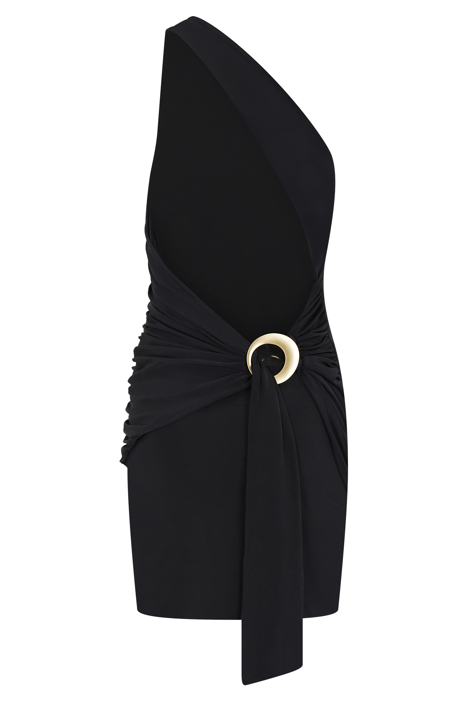 Claudette Slinky Mini Dress With Hardware - Black