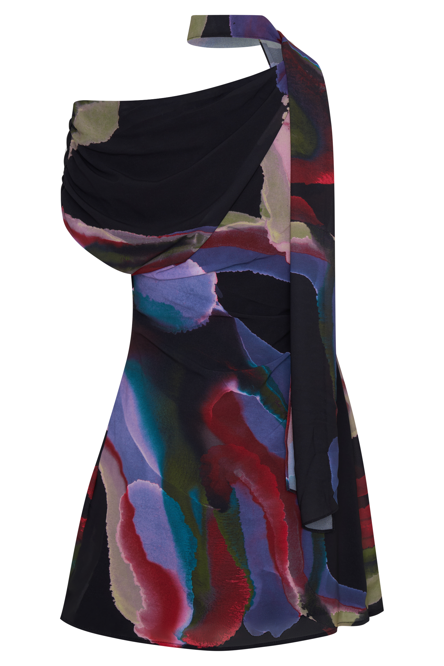 Daisie Chiffon Mini Dress - Multi Fluid Reverie Print