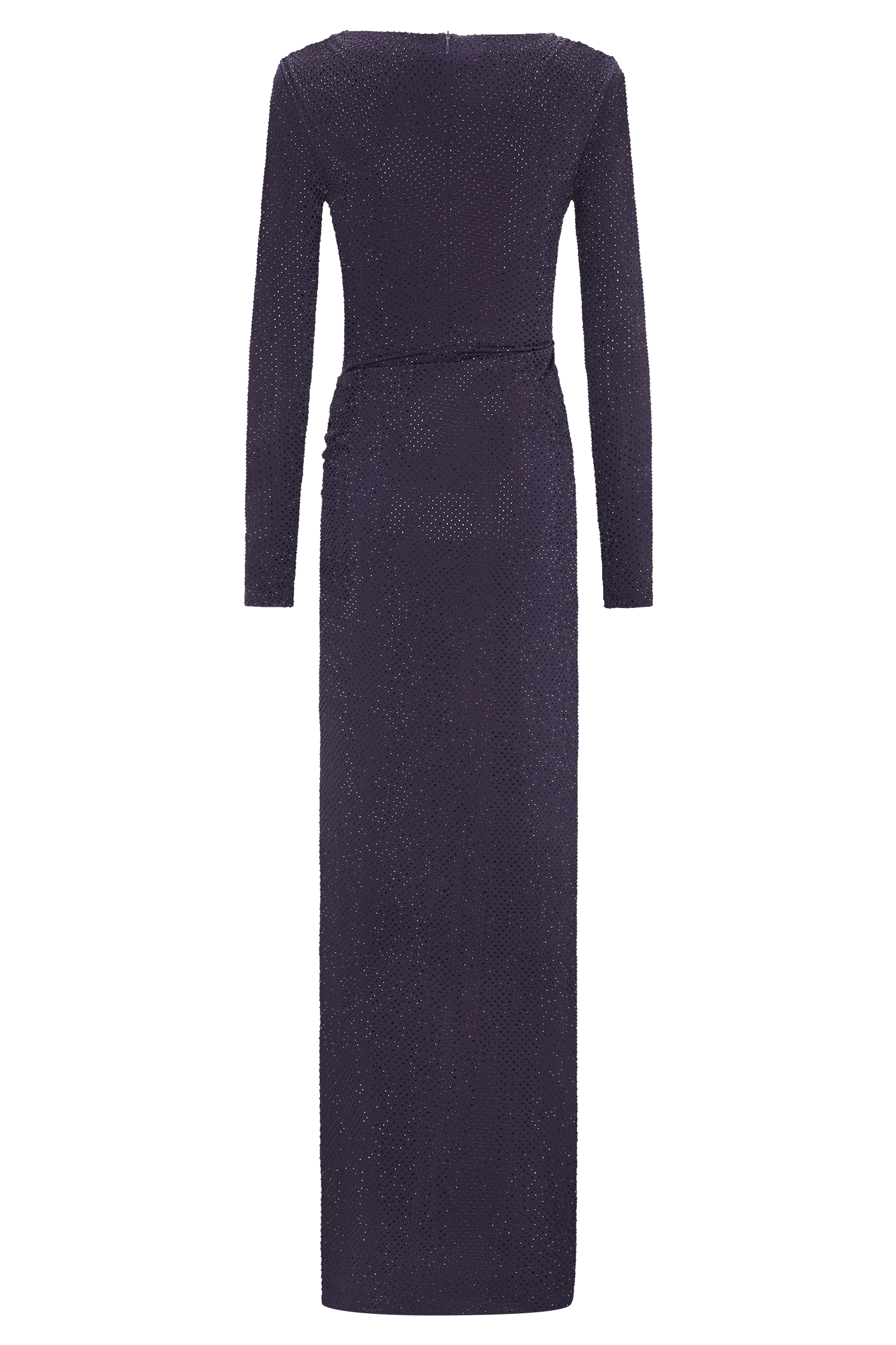 Deanna Long Sleeve Diamante Maxi Dress - Purple