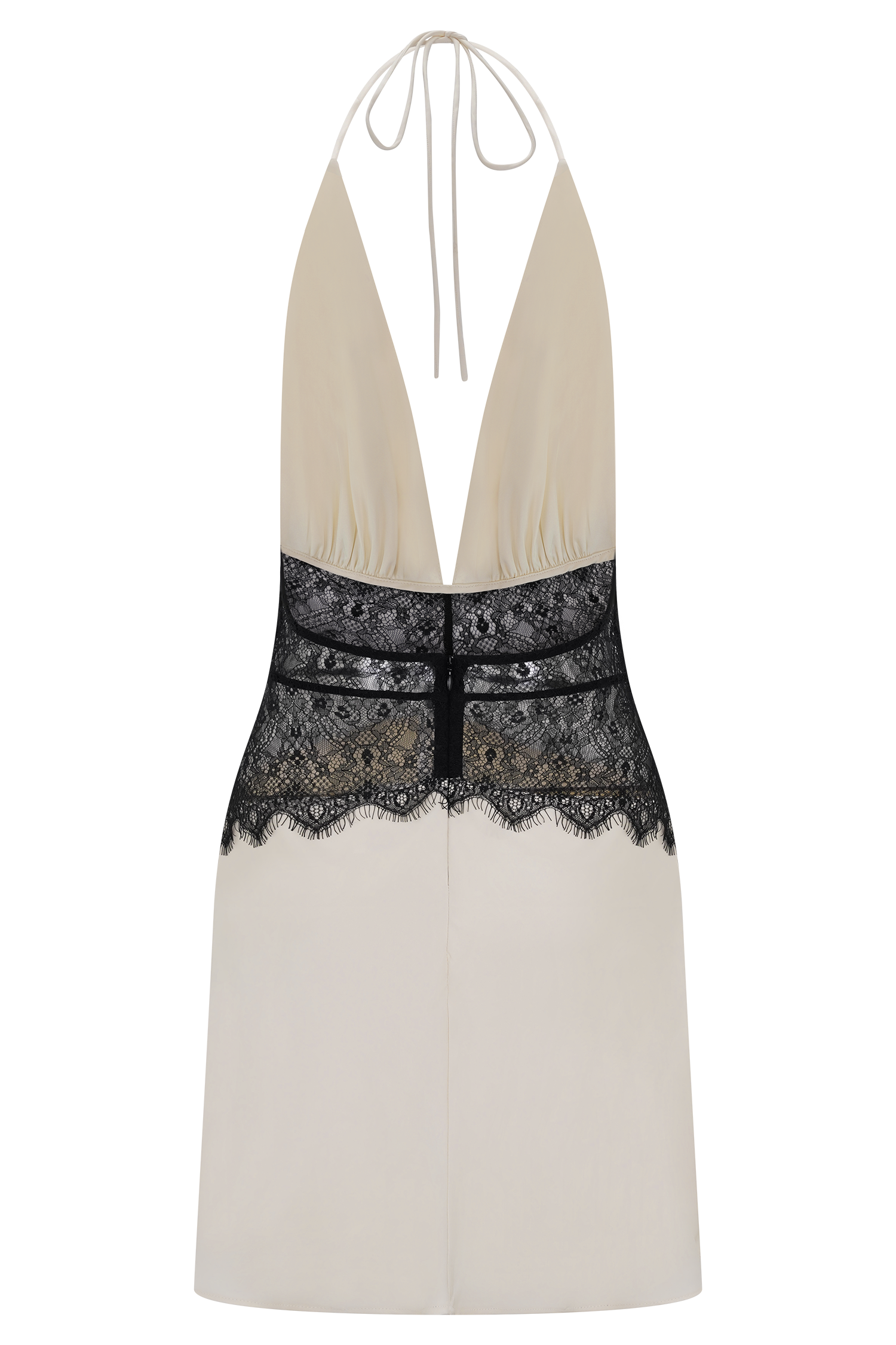 Dinah Lace And Satin Mini Dress - Black/Ivory