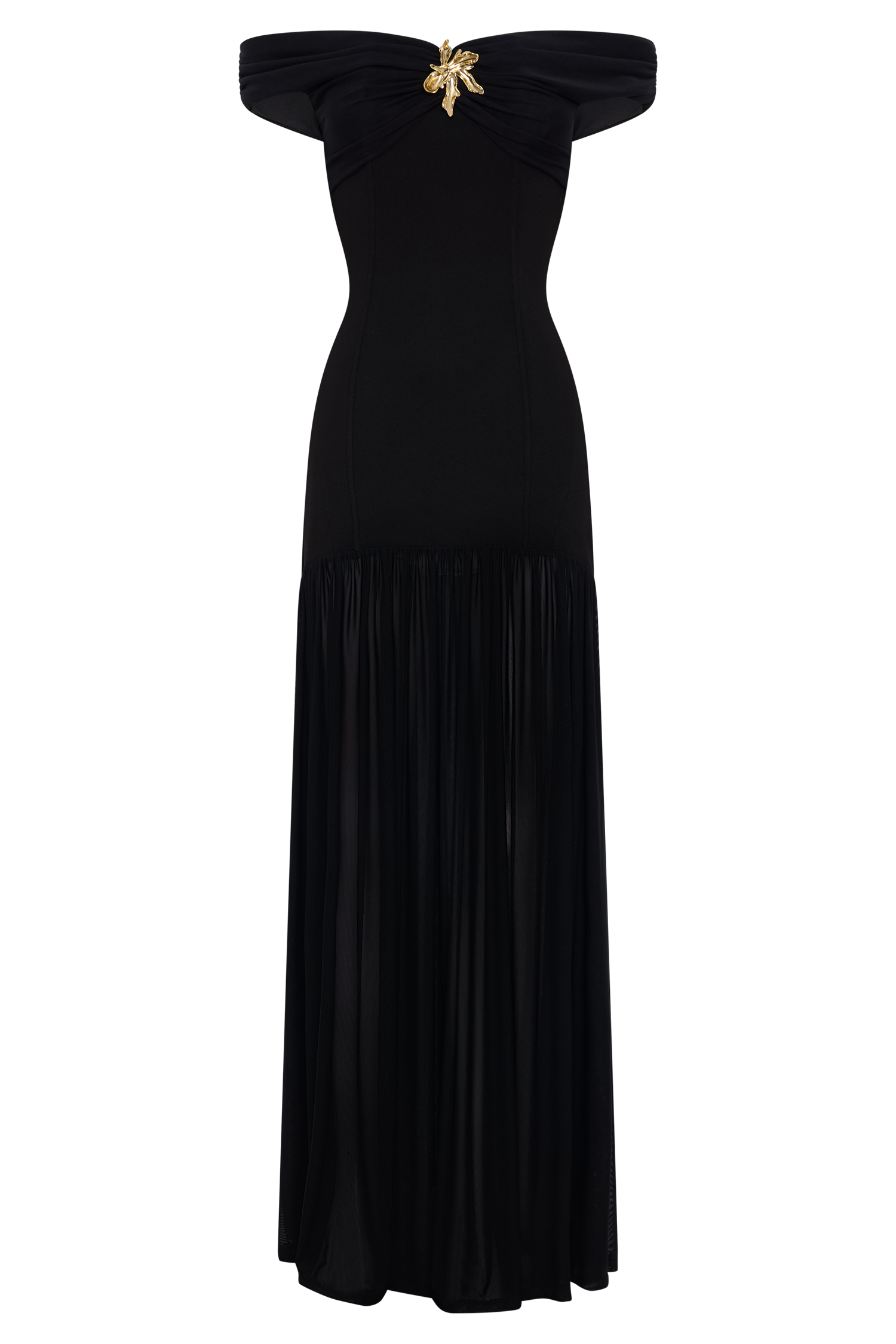 Kellie Off Shoulder Crepe Maxi Dress - Black