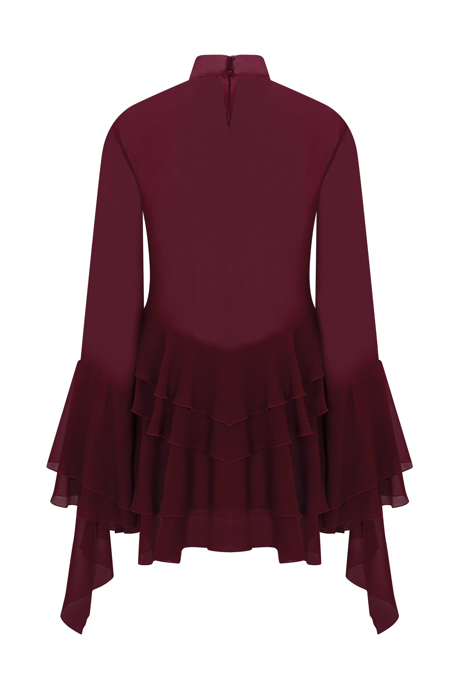 Nimah Chiffon Ruffle Mini Dress - Wine