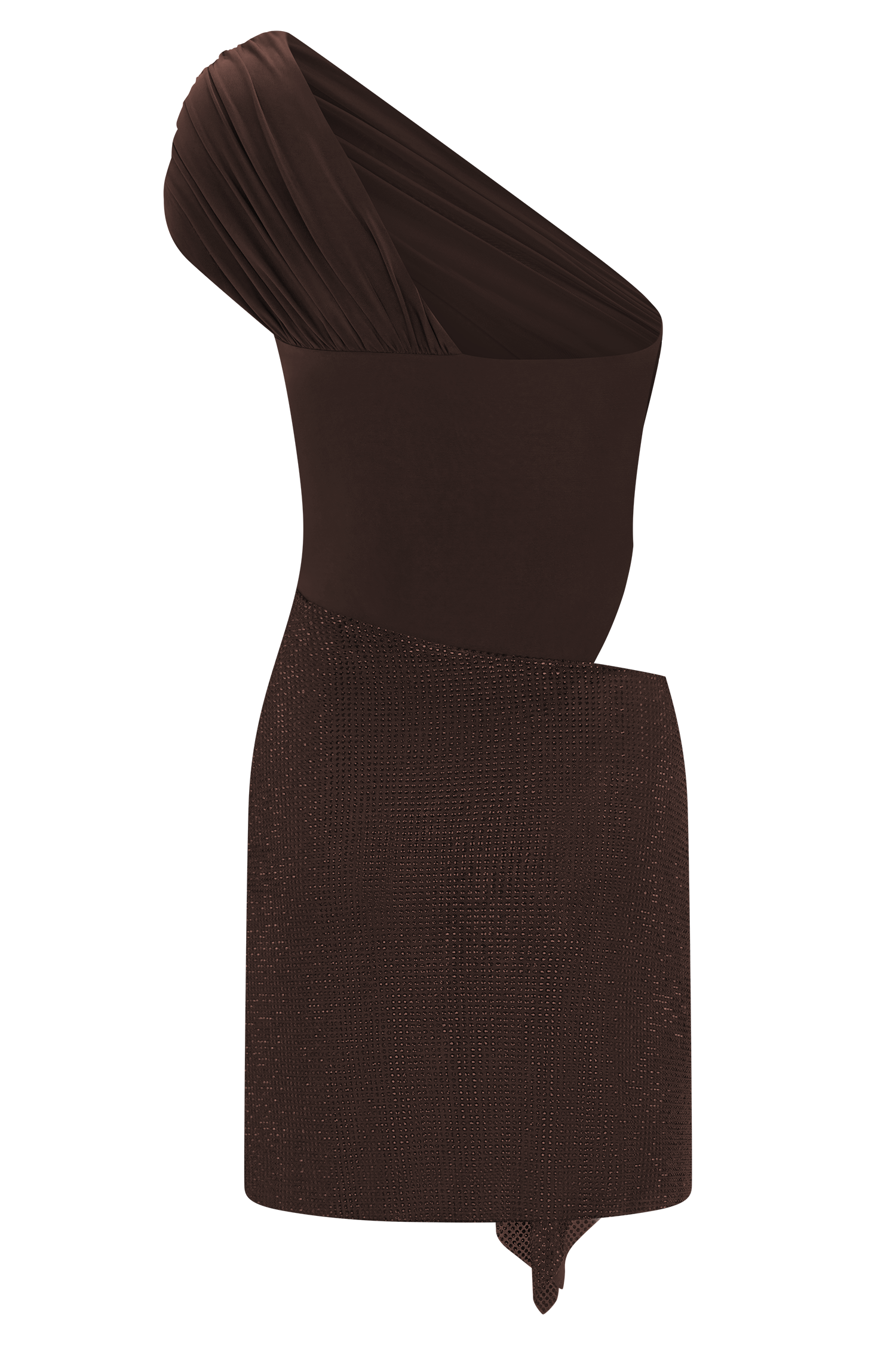 Paisley Slinky And Diamante Mini Dress - Chocolate