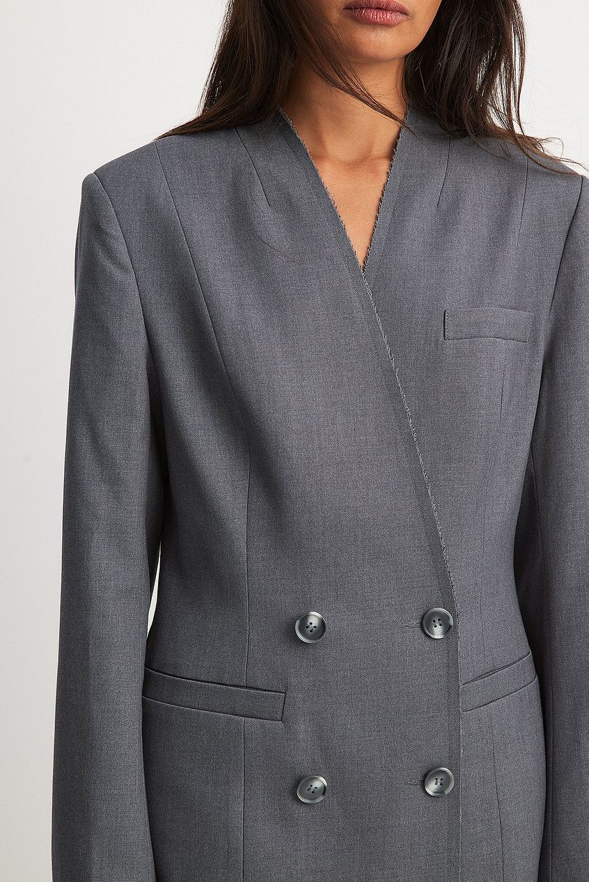 Woven Draped Detail Blazer Dress