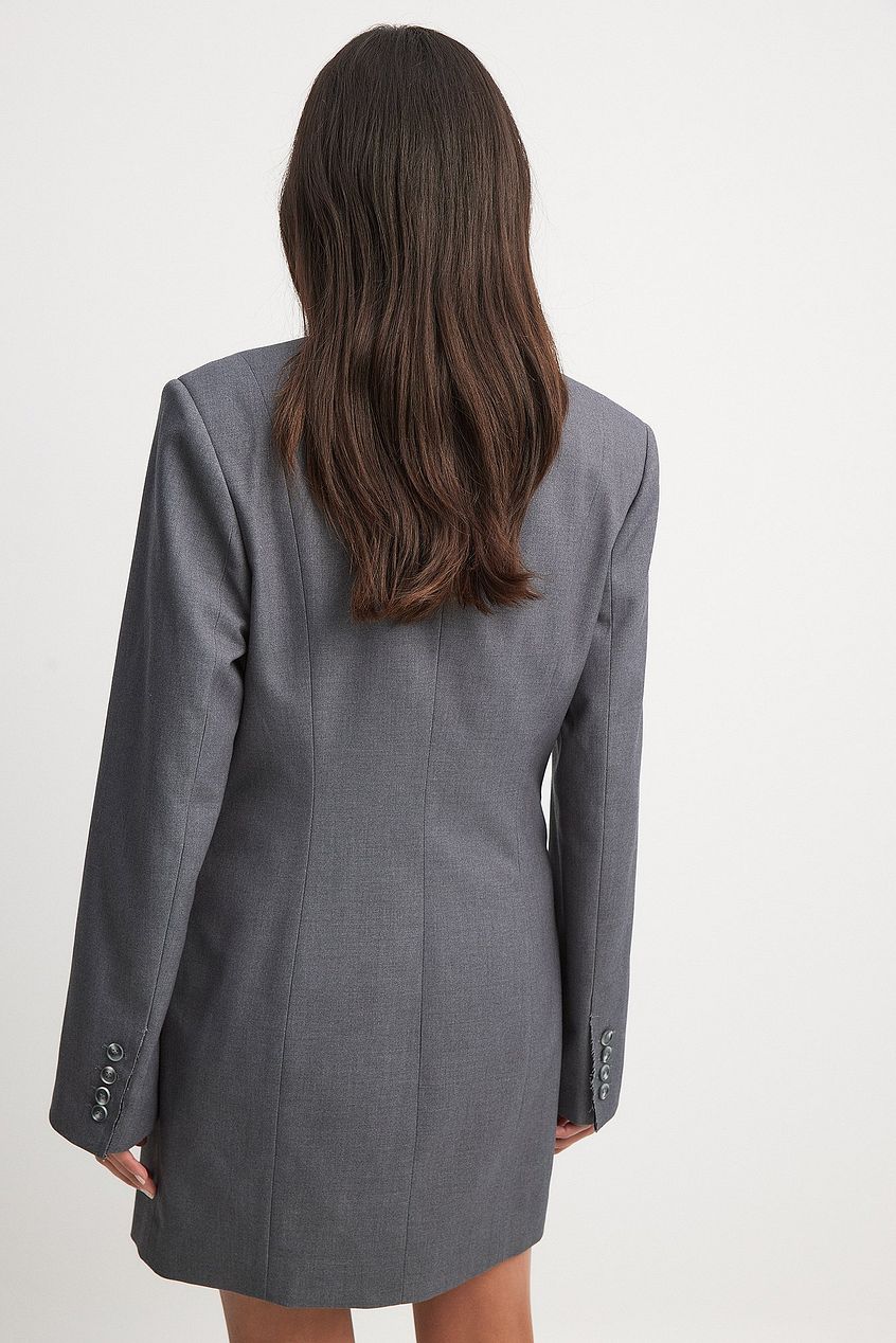 Woven Draped Detail Blazer Dress