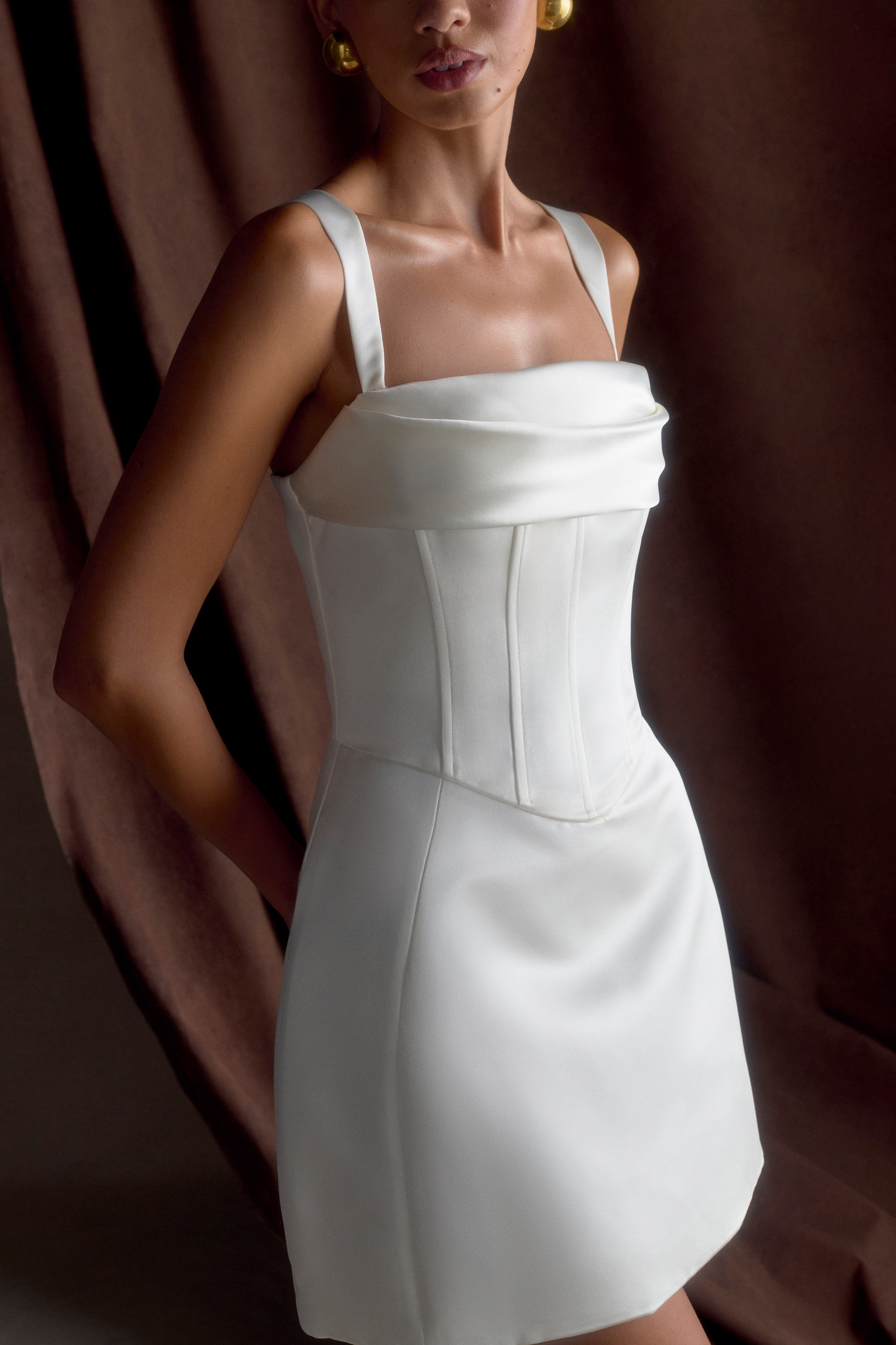 Isabel Satin Corset Mini Dress - White