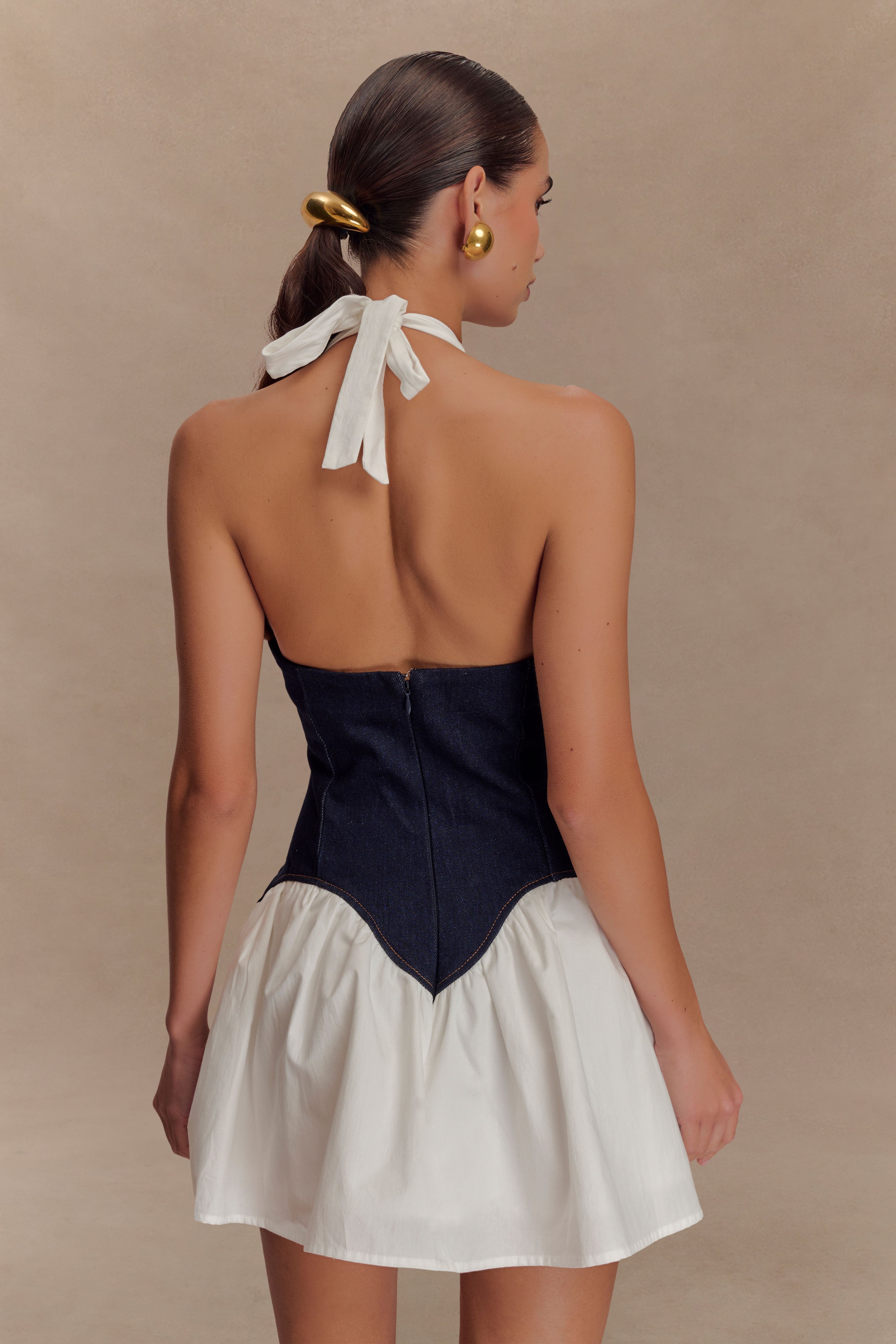 Merlyn Denim Cotton Mini Dress - Indigo Blue