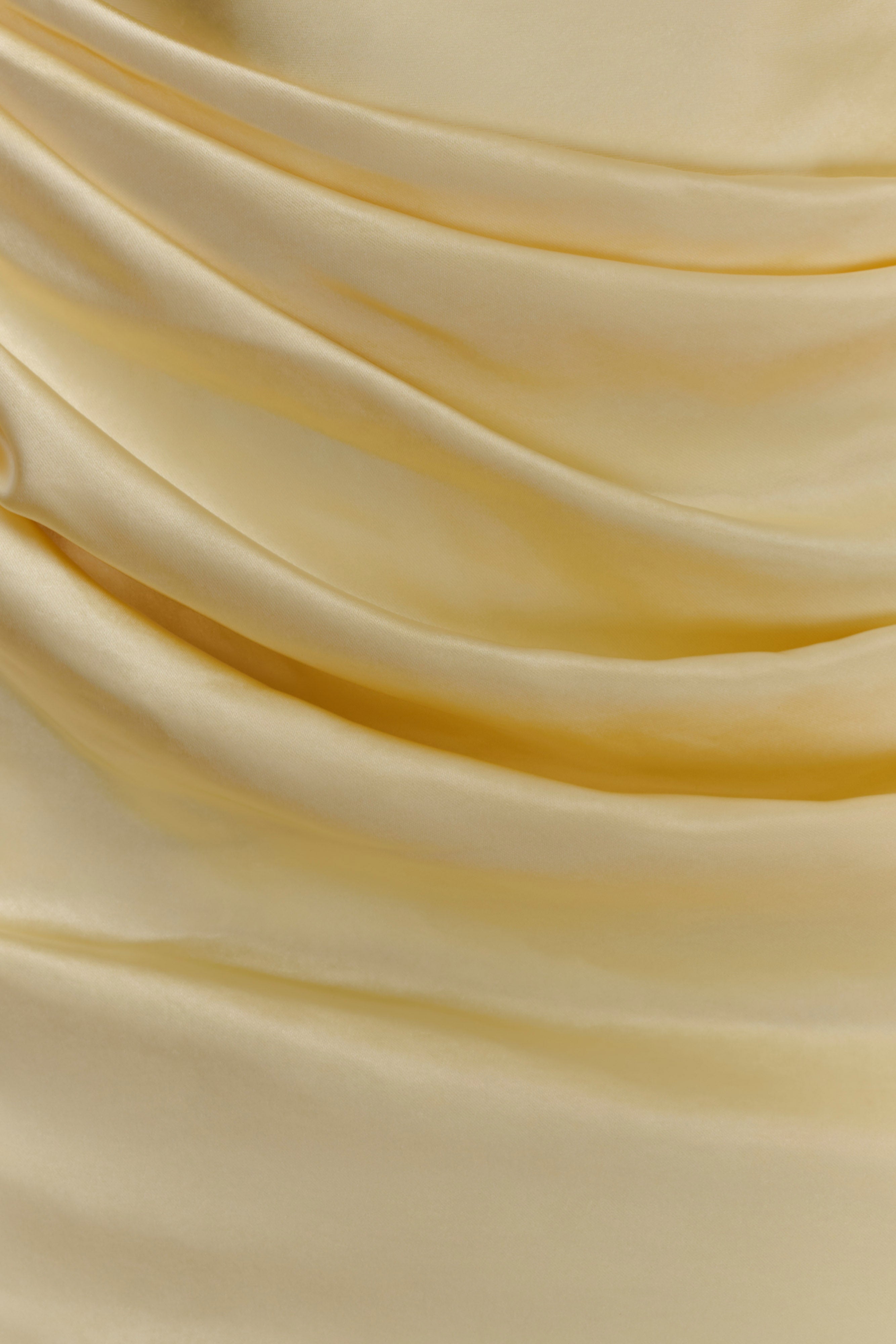 Dalia Off Shoulder Satin Maxi Dress - Lemon