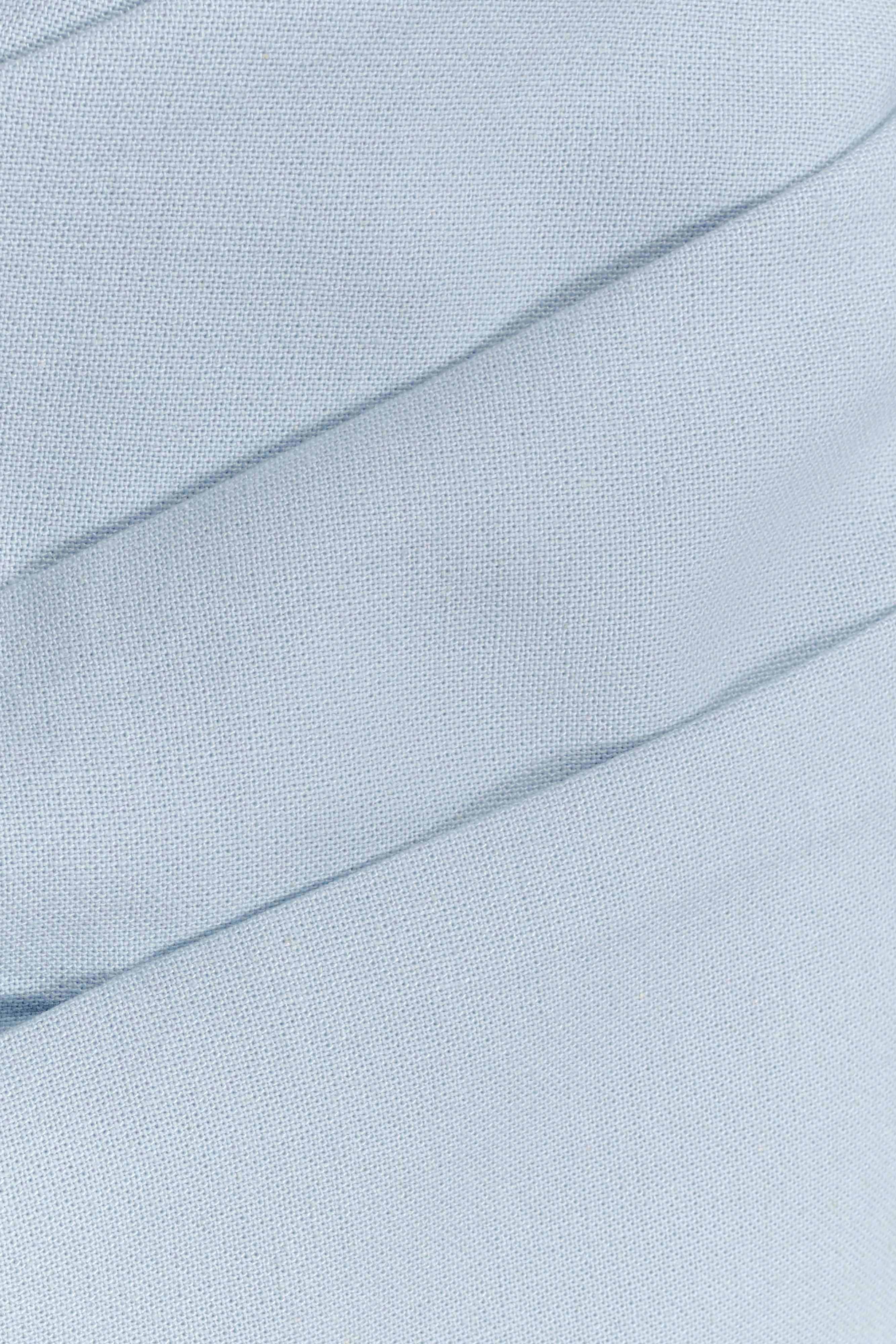 Helena One Shoulder Linen Mini Dress - Powder Blue