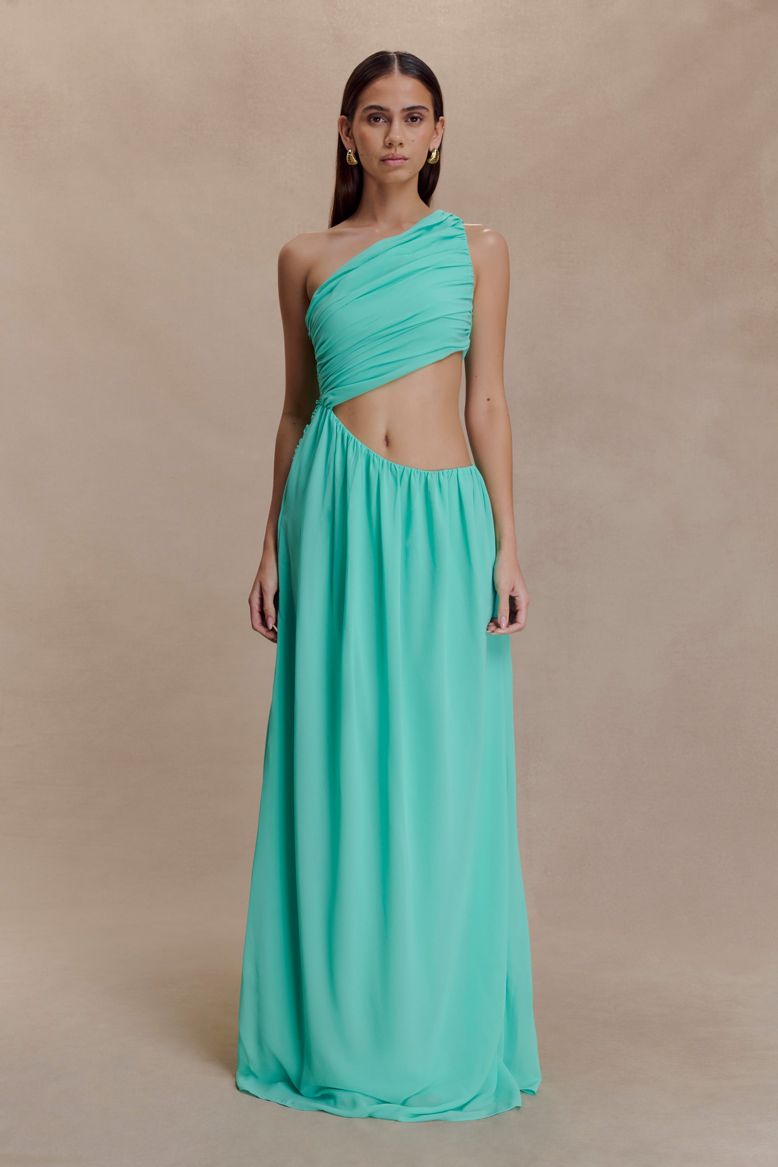 Aria Chiffon Cut Out Maxi Dress - Lagoon