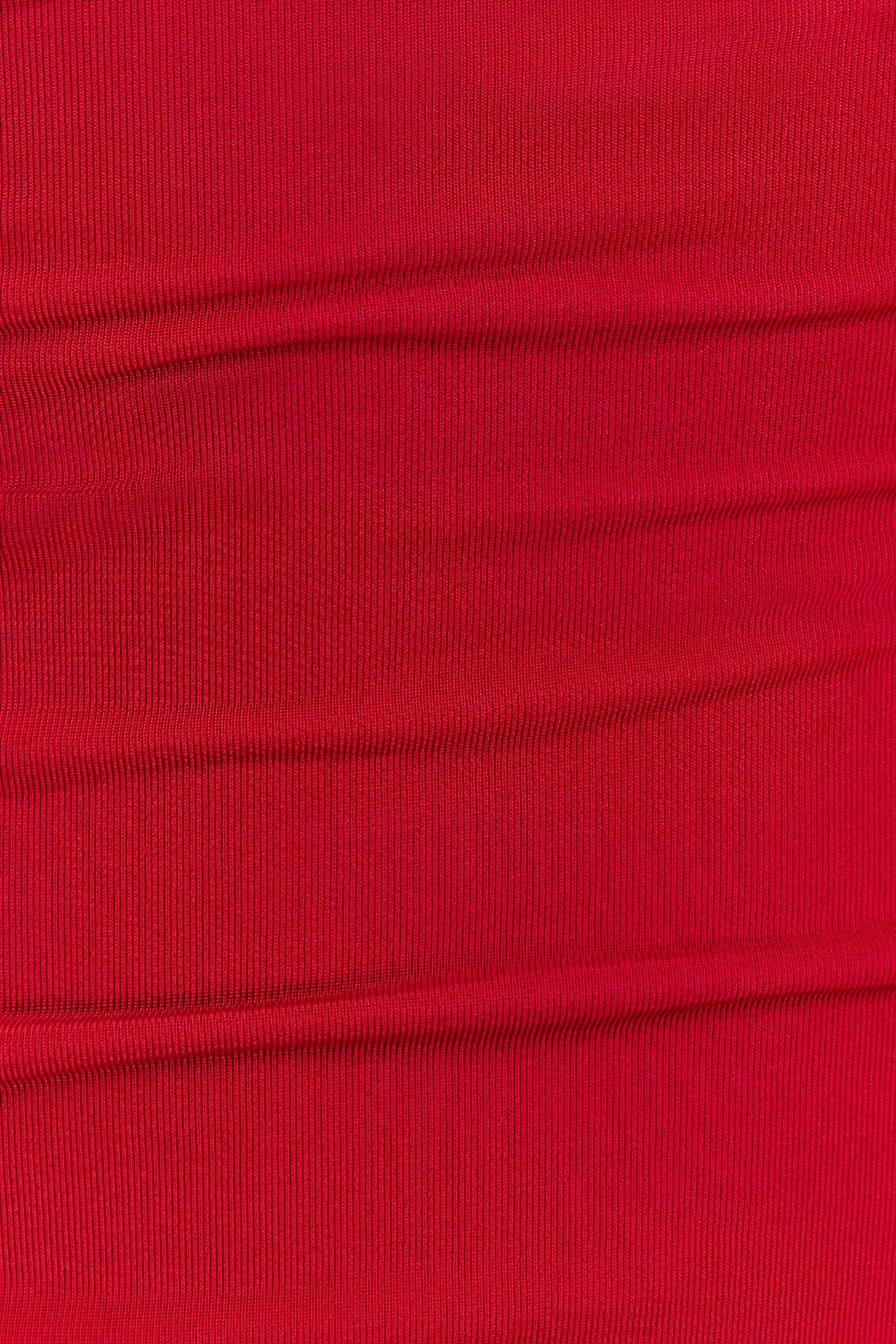 Mattea Slinky And Mesh Mini Dress With Scarf - Red