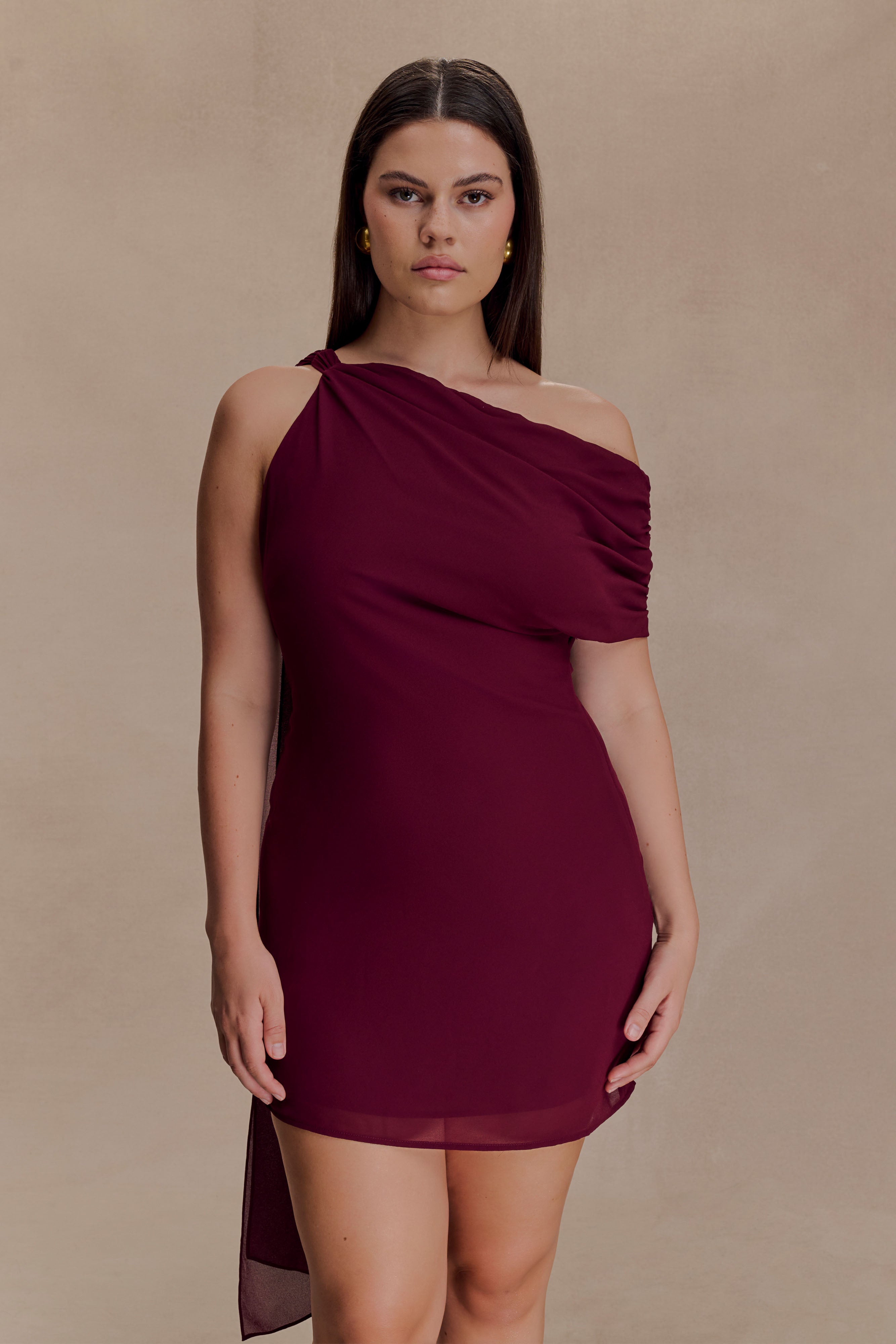 Daisie Chiffon Mini Dress - Wine