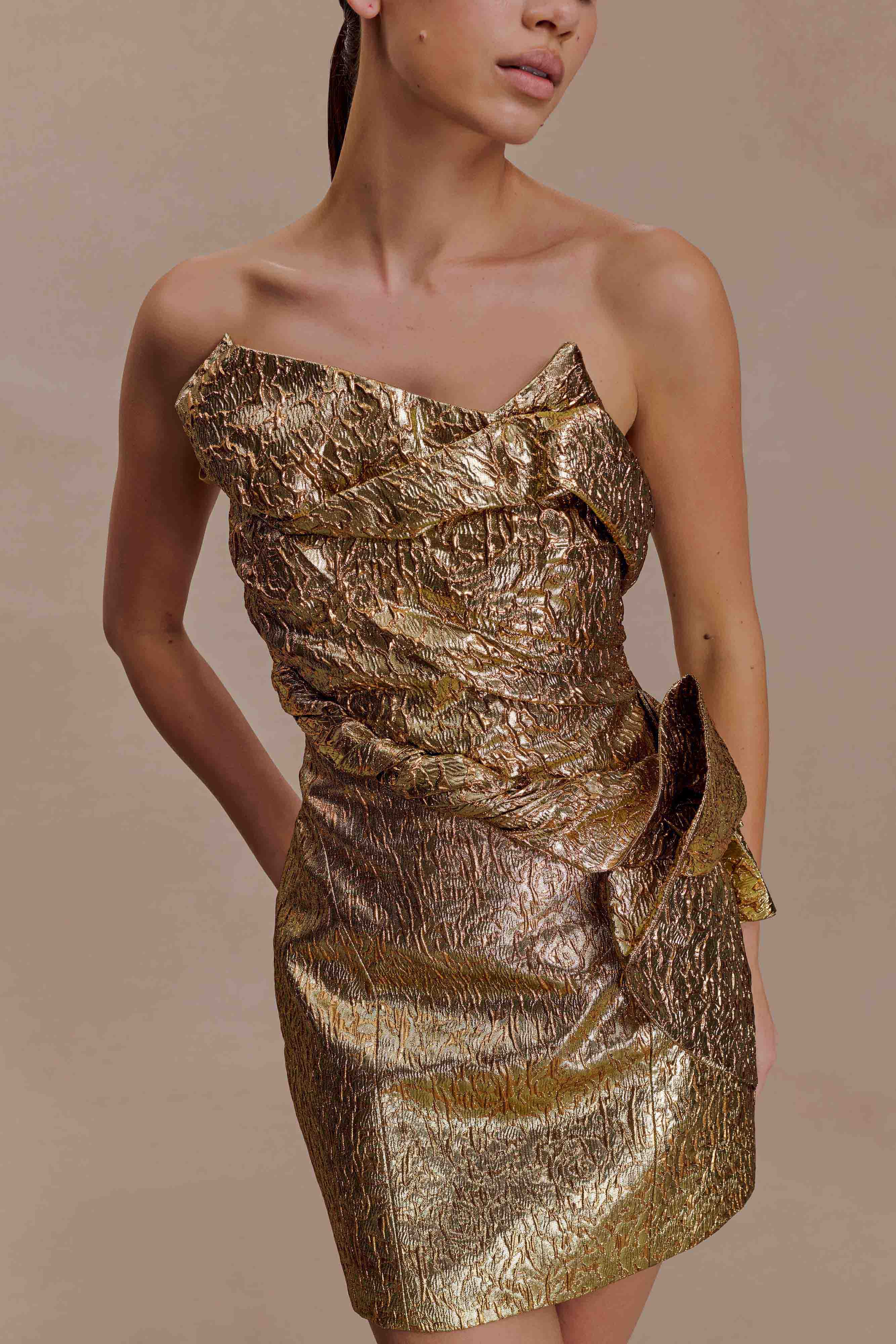 Sadie Structured Mini Dress - Gold