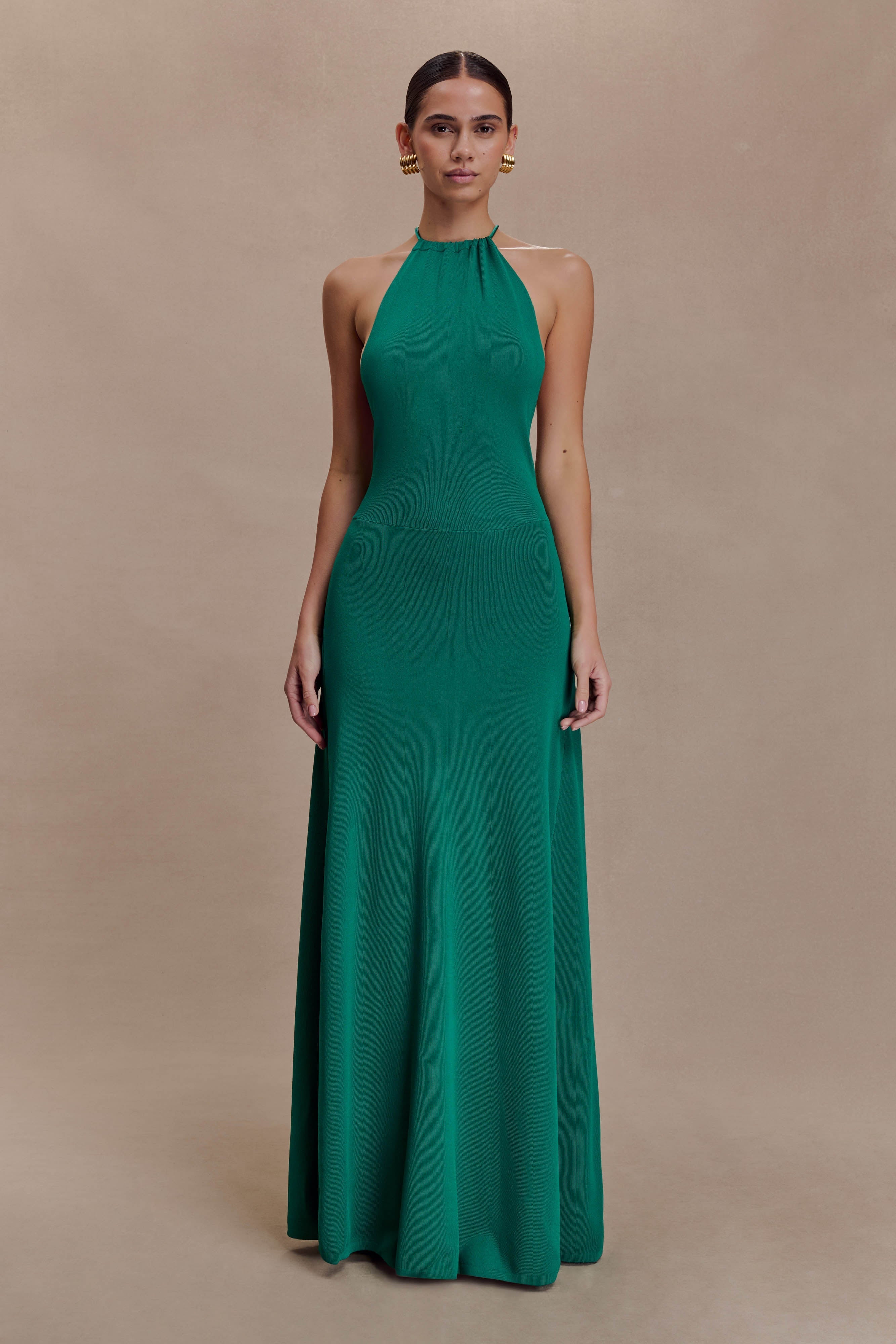 Meg Halter Tassel Maxi Dress - Emerald