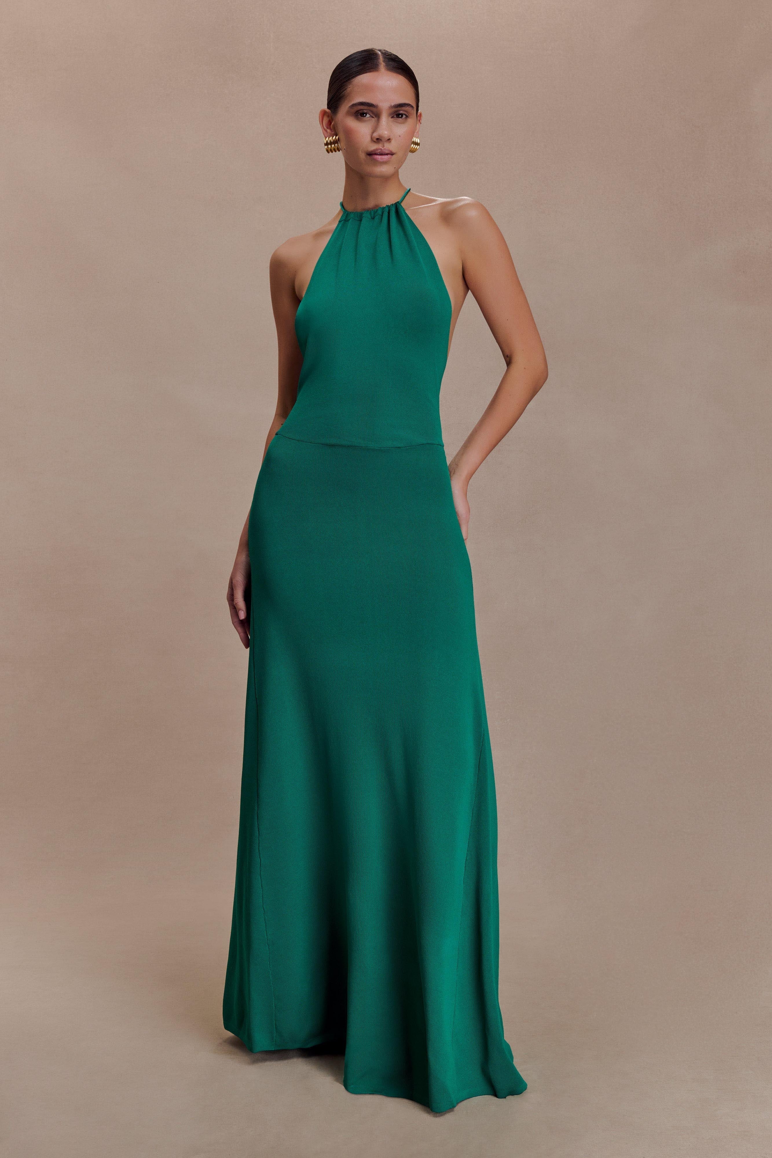 Meg Halter Tassel Maxi Dress - Emerald