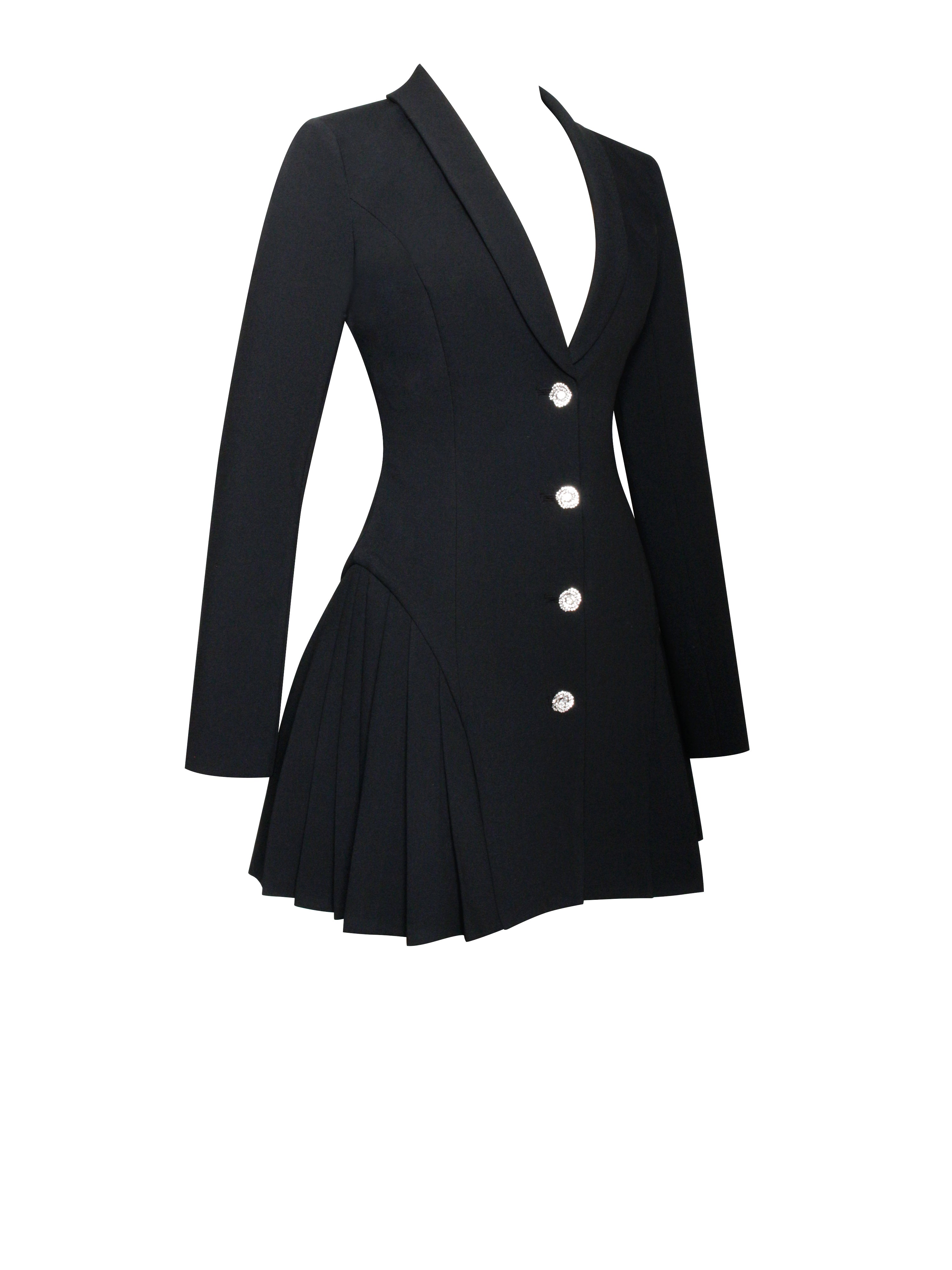 Blazer Mini Dress with Crystal Button