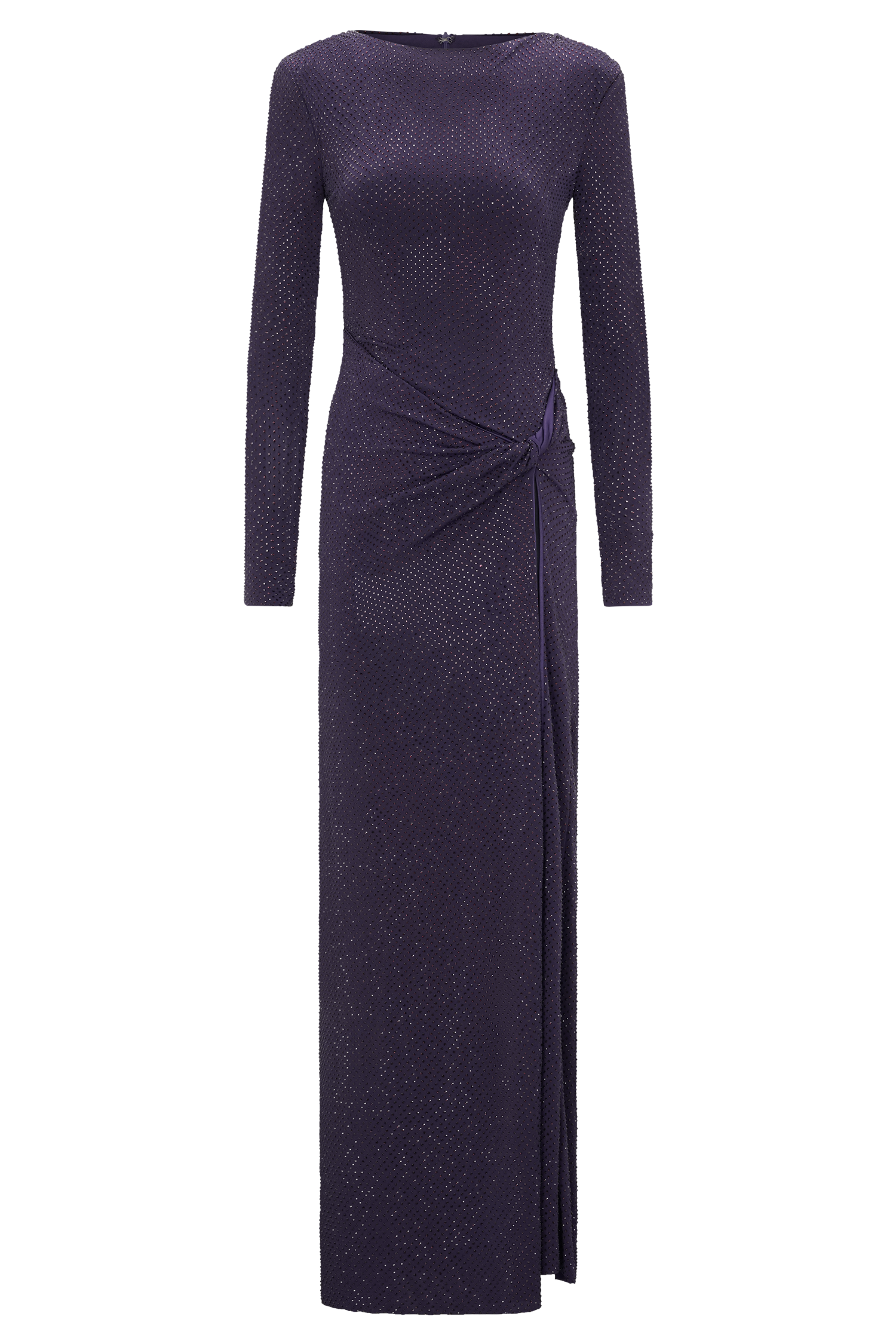 Deanna Long Sleeve Diamante Maxi Dress - Purple