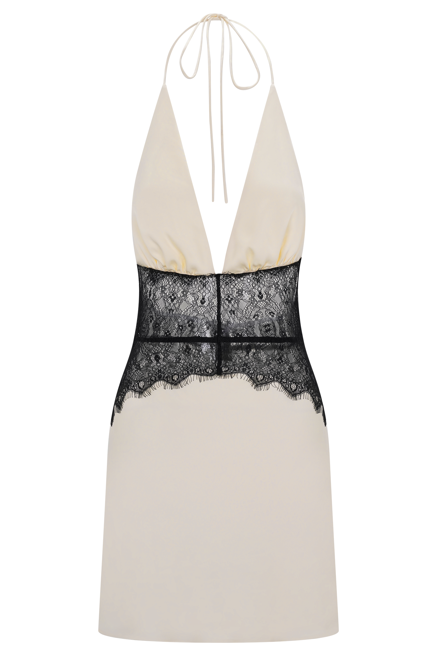 Dinah Lace And Satin Mini Dress - Black/Ivory