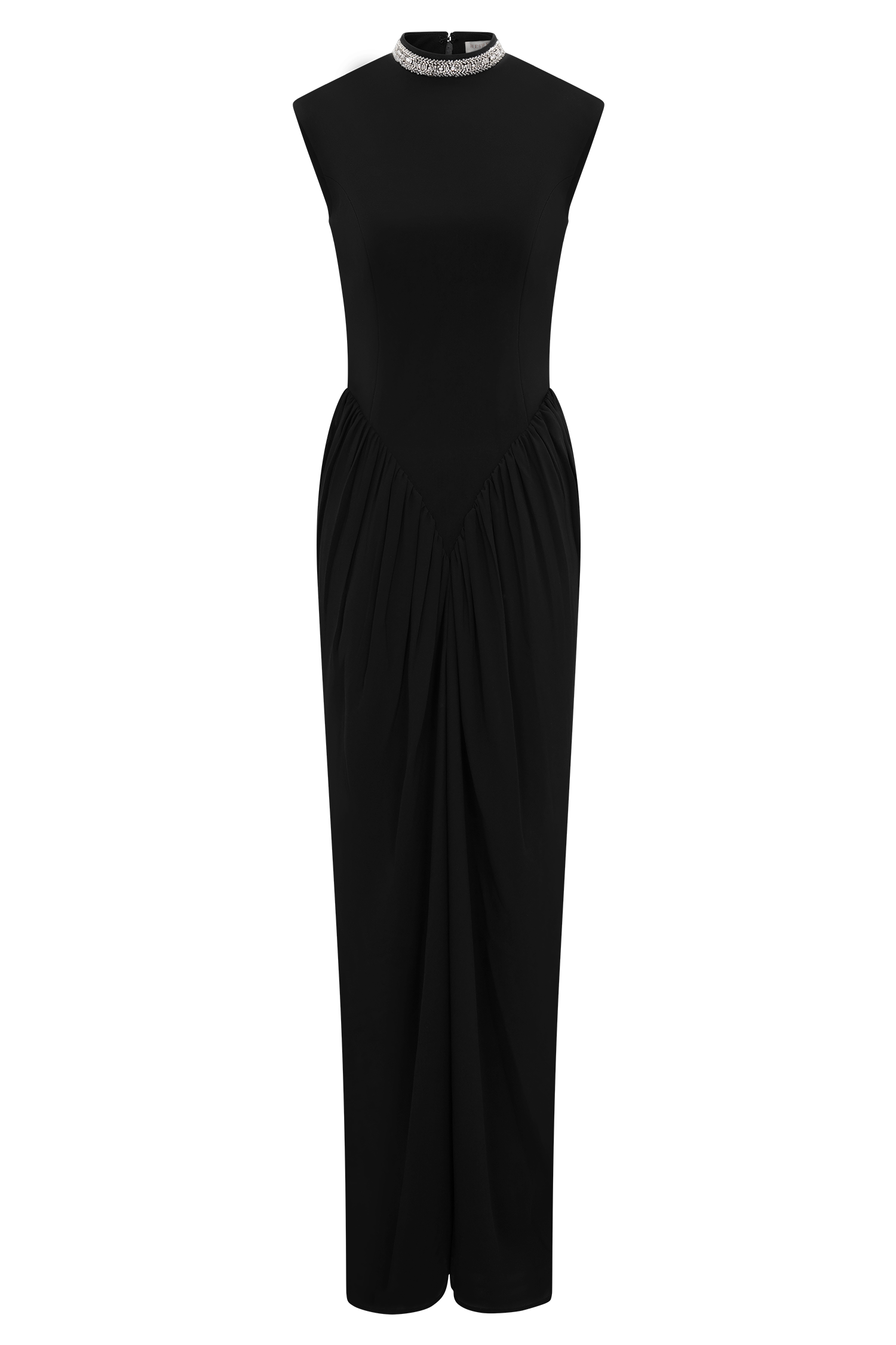 Elisa Diamante Neck Maxi Dress - Black