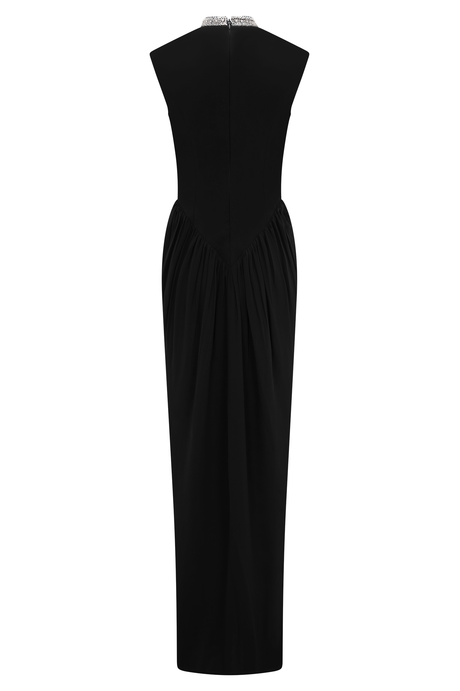 Elisa Diamante Neck Maxi Dress - Black