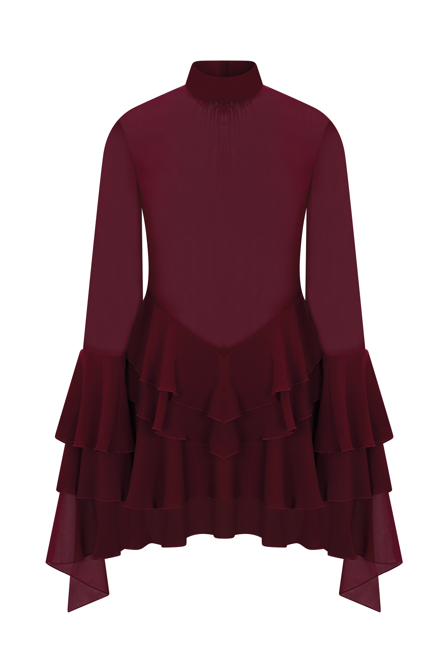 Nimah Chiffon Ruffle Mini Dress - Wine