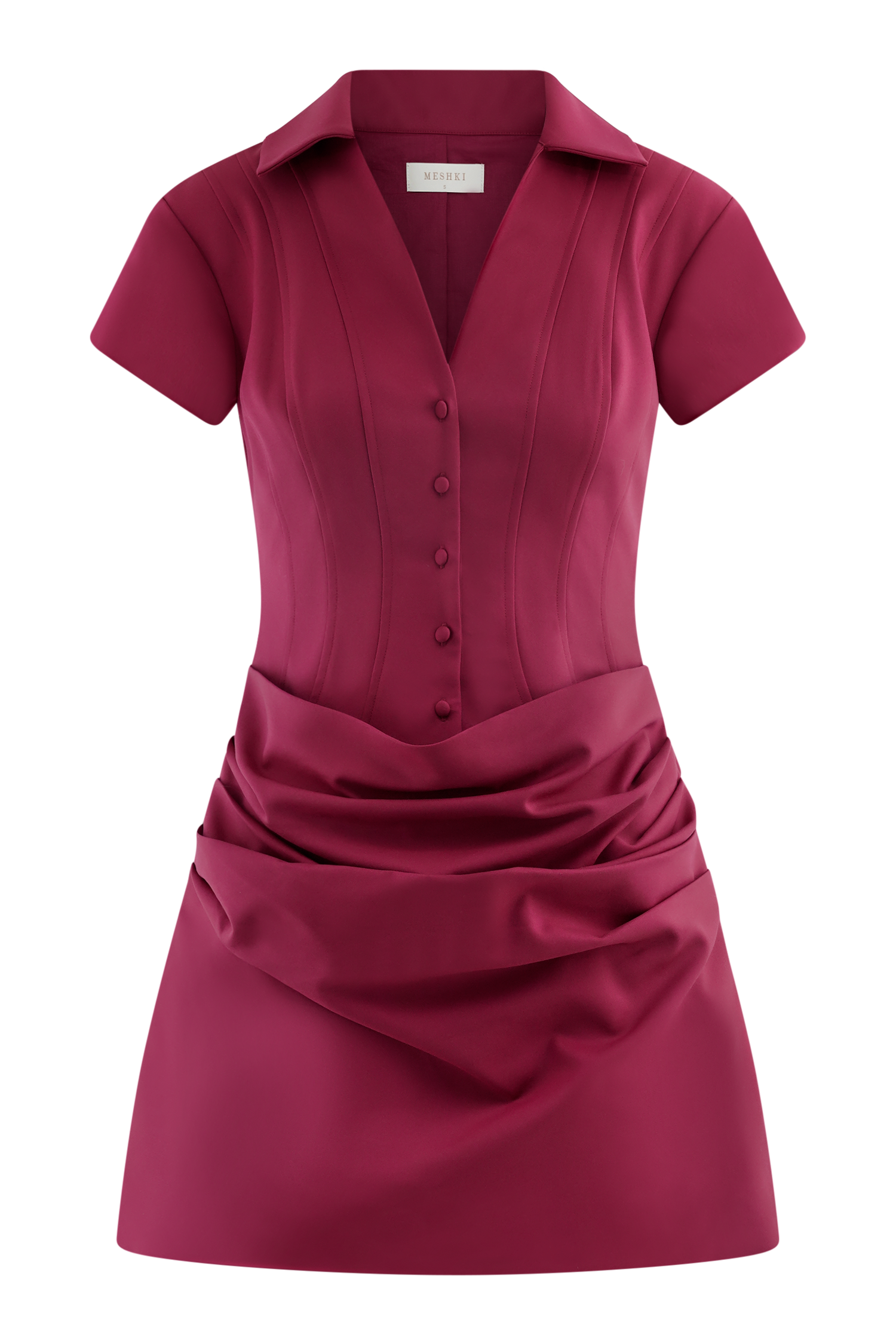 Tarryn Collared Cotton Mini Dress - Dragonfruit