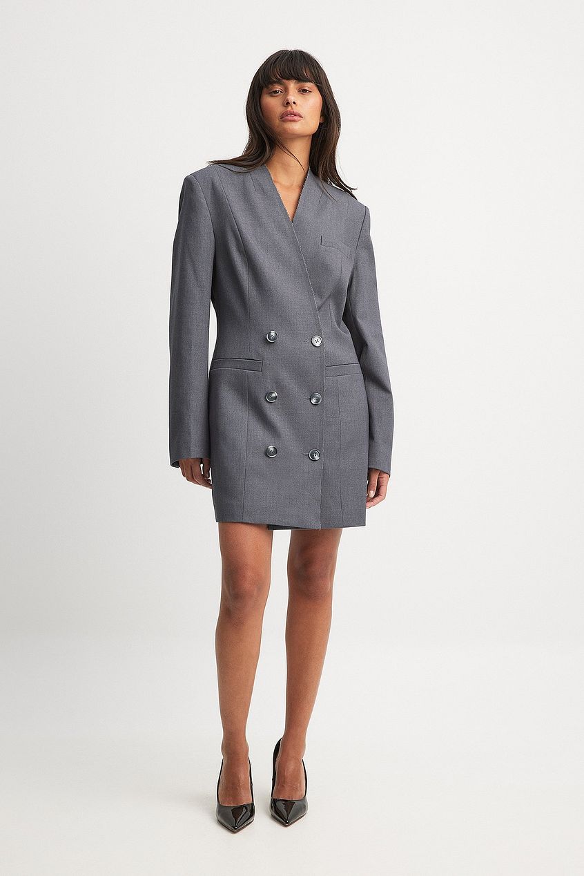 Woven Draped Detail Blazer Dress