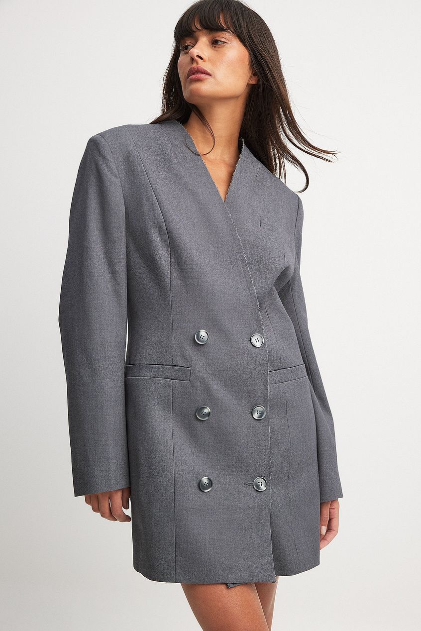 Woven Draped Detail Blazer Dress